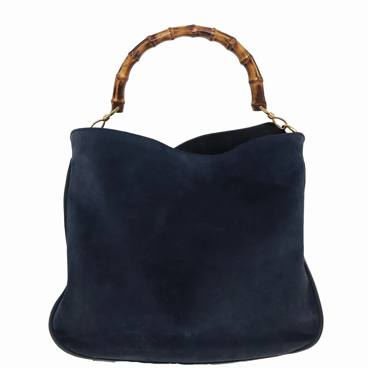 GUCCI Bamboo Shoulder Bag Suede 2way Navy 001 1577 2615  83940