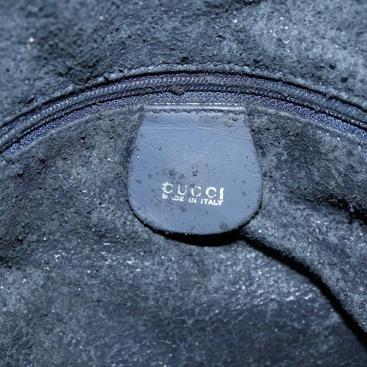 GUCCI Bamboo Shoulder Bag Suede 2way Navy 001 1577 2615  83940