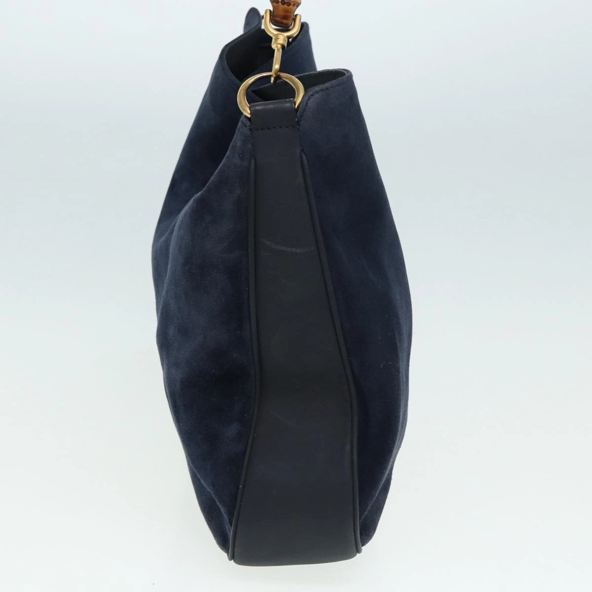GUCCI Bamboo Shoulder Bag Suede 2way Navy 001 1577 2615  83940