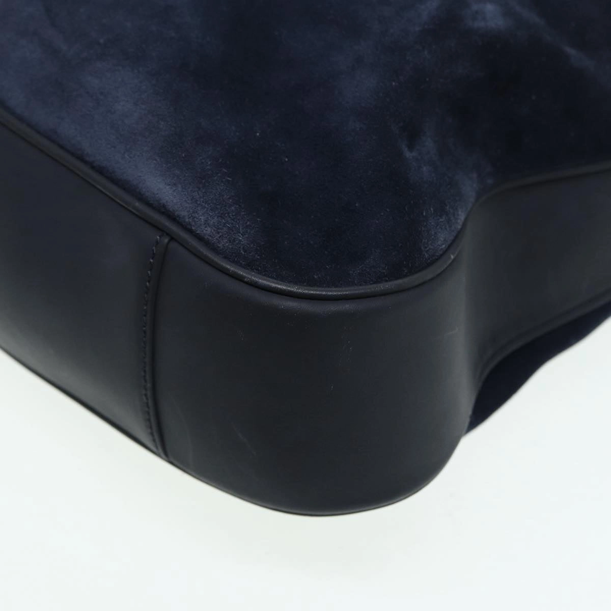 GUCCI Bamboo Shoulder Bag Suede 2way Navy 001 1577 2615  83940