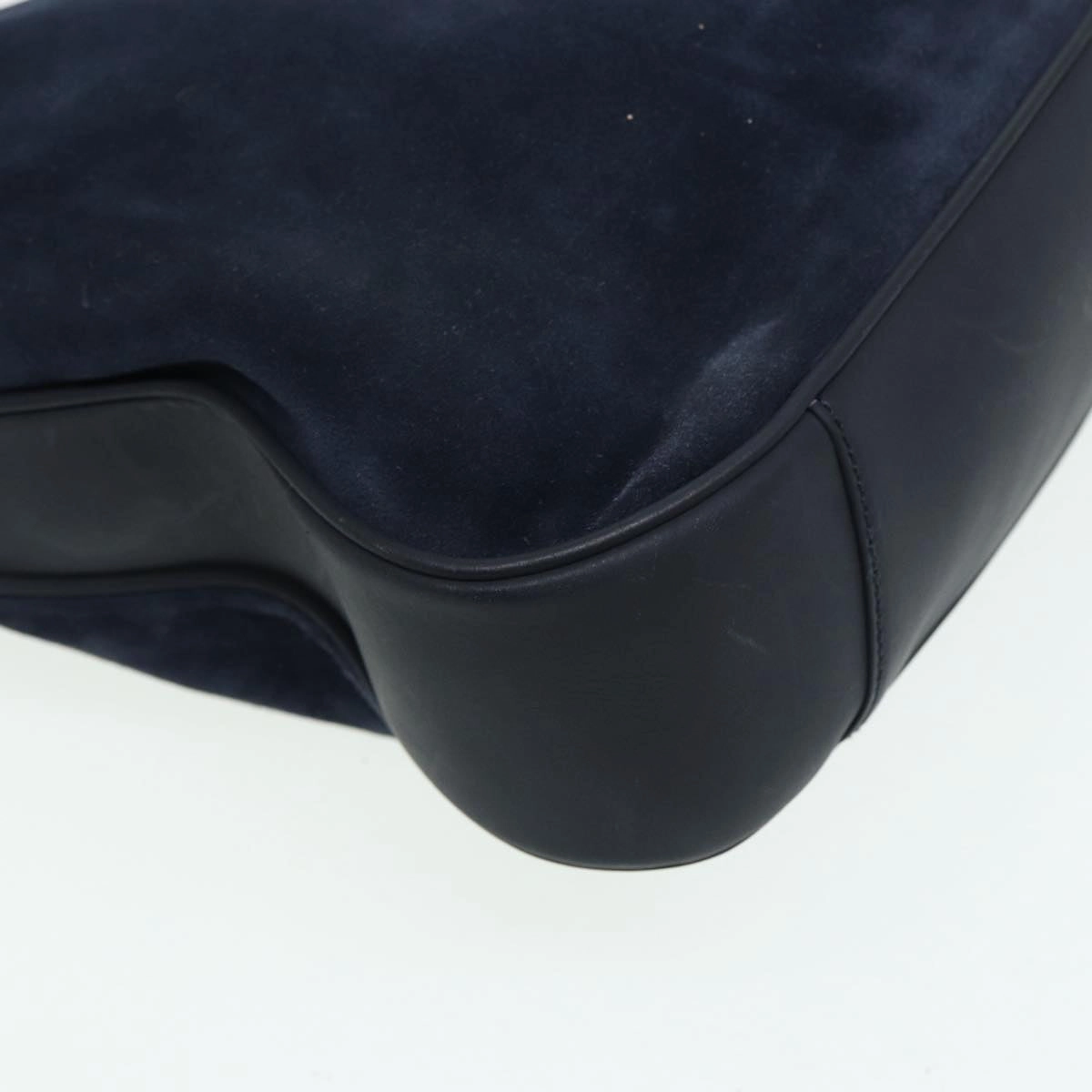 GUCCI Bamboo Shoulder Bag Suede 2way Navy 001 1577 2615  83940