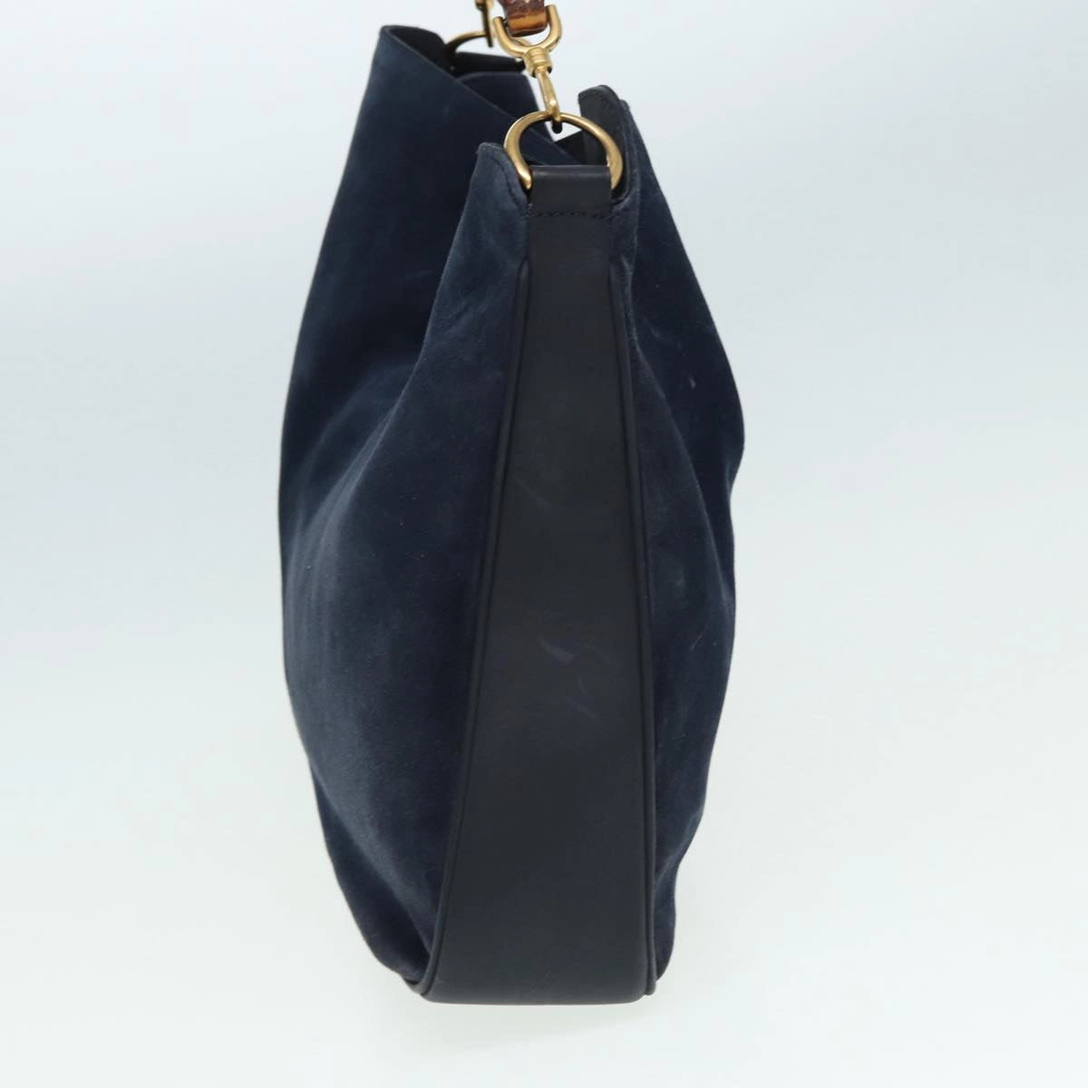 GUCCI Bamboo Shoulder Bag Suede 2way Navy 001 1577 2615  83940