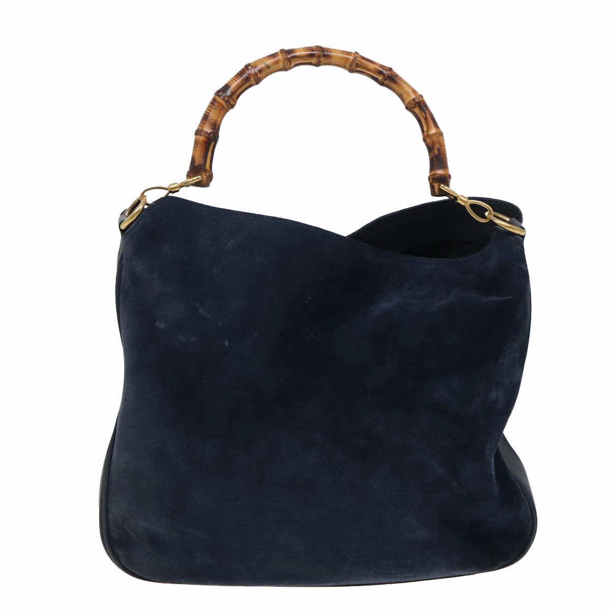 GUCCI Bamboo Shoulder Bag Suede 2way Navy 001 1577 2615  83940