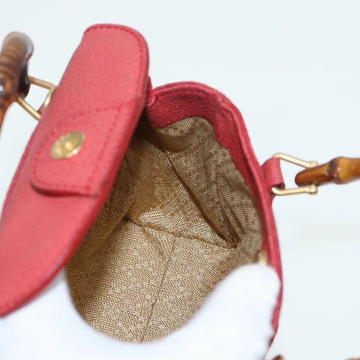 GUCCI Bamboo Shoulder Bag Suede 2way Red 007 1793 0238  84245