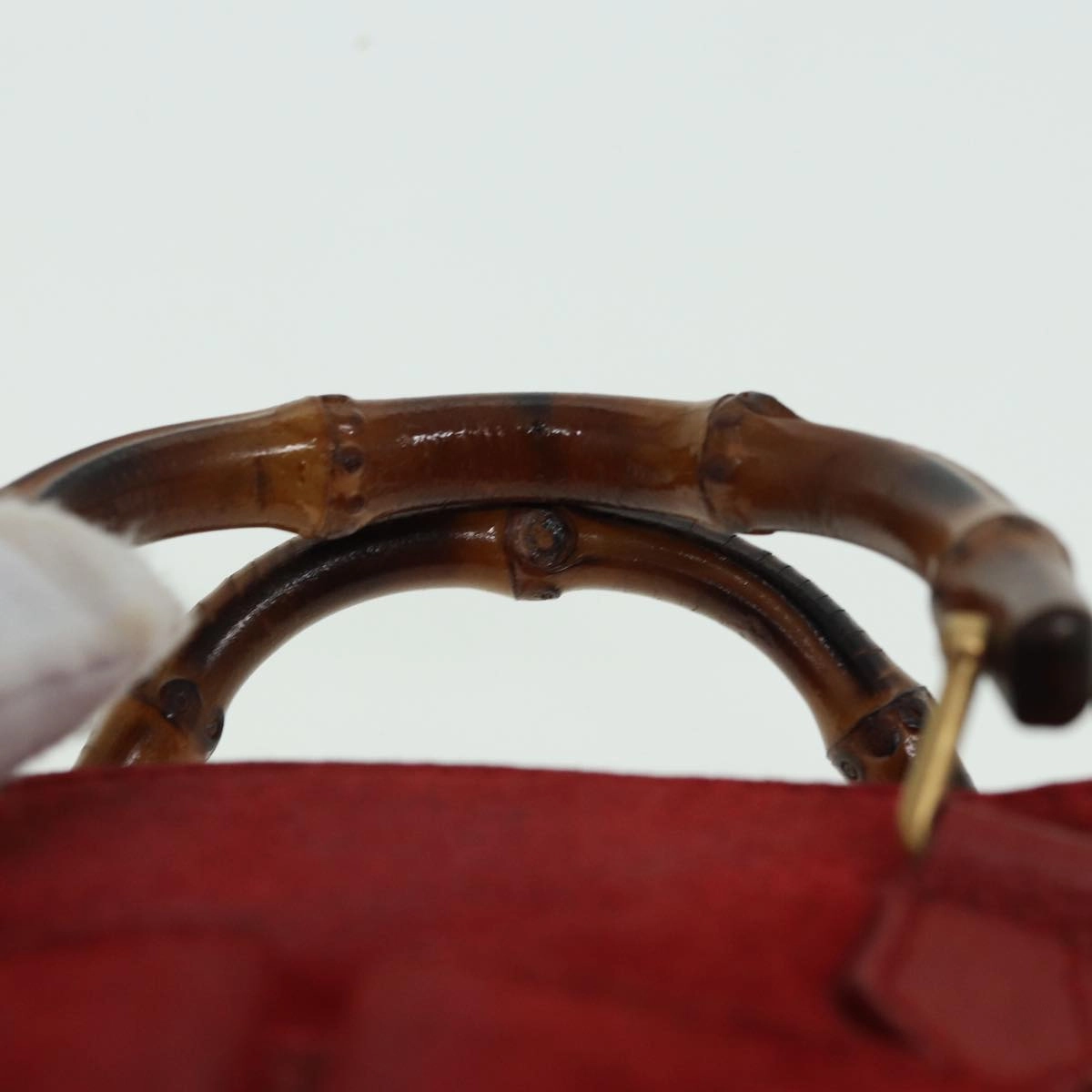 GUCCI Bamboo Shoulder Bag Suede 2way Red 007 1793 0238  84245