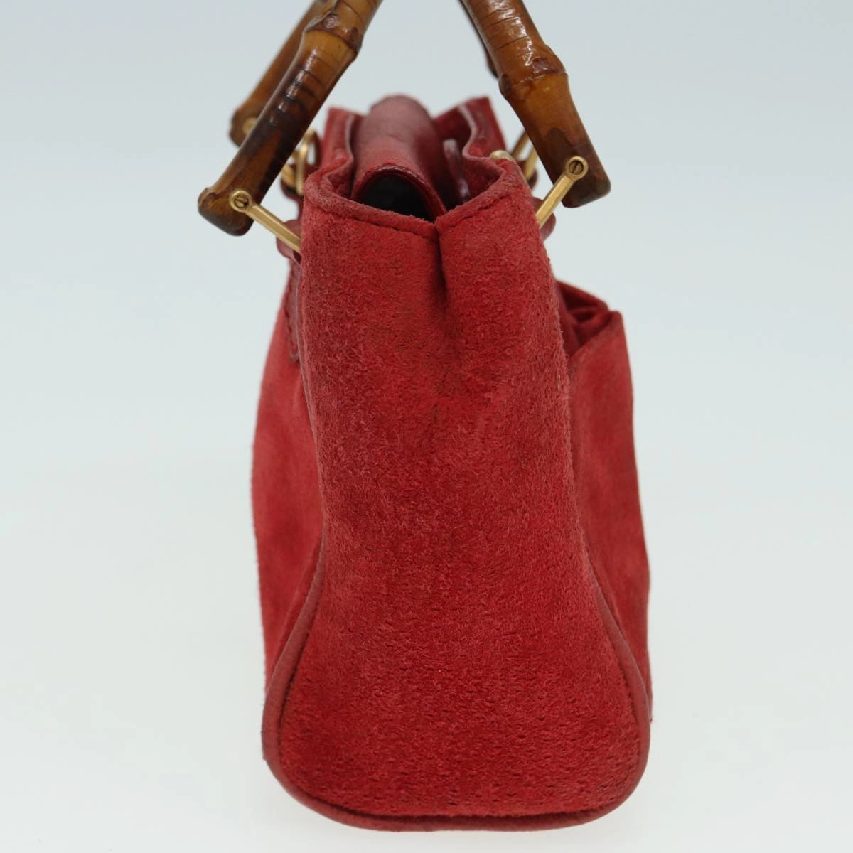 GUCCI Bamboo Shoulder Bag Suede 2way Red 007 1793 0238  84245