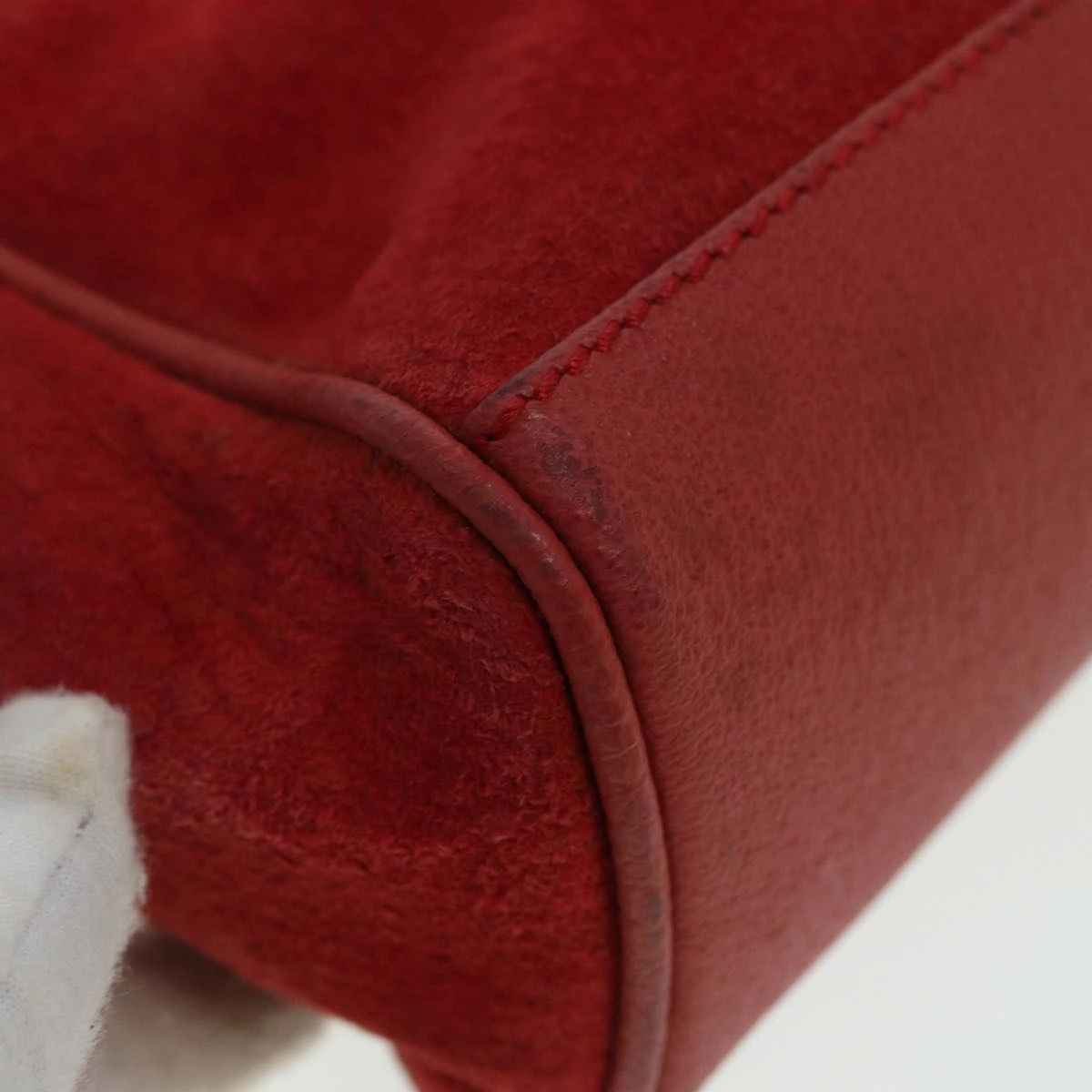 GUCCI Bamboo Shoulder Bag Suede 2way Red 007 1793 0238  84245