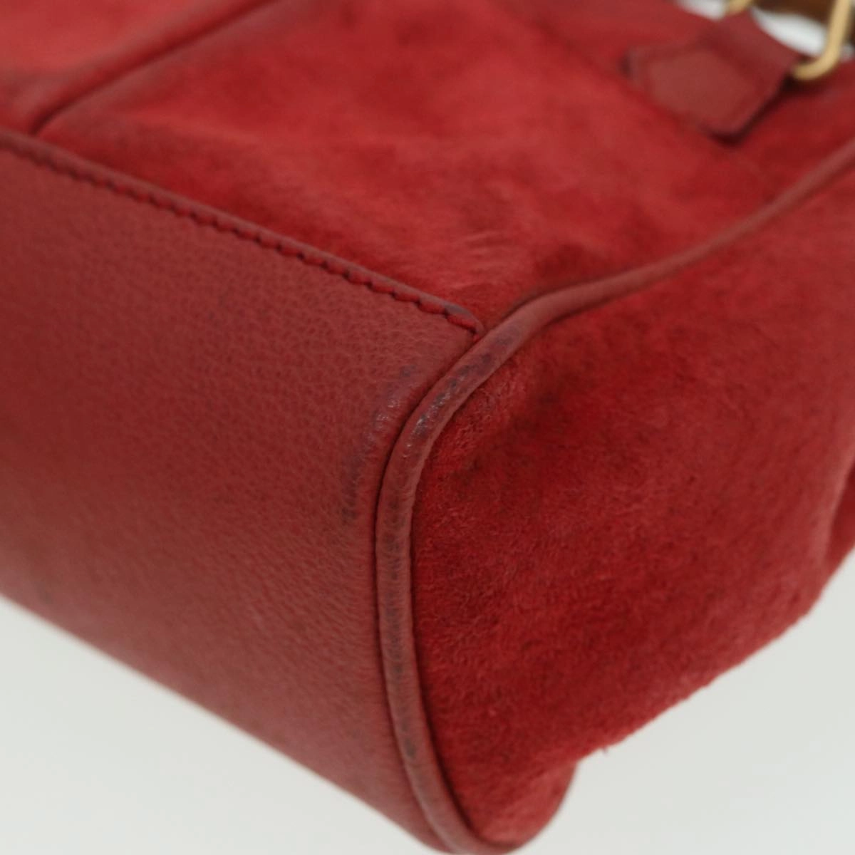 GUCCI Bamboo Shoulder Bag Suede 2way Red 007 1793 0238  84245