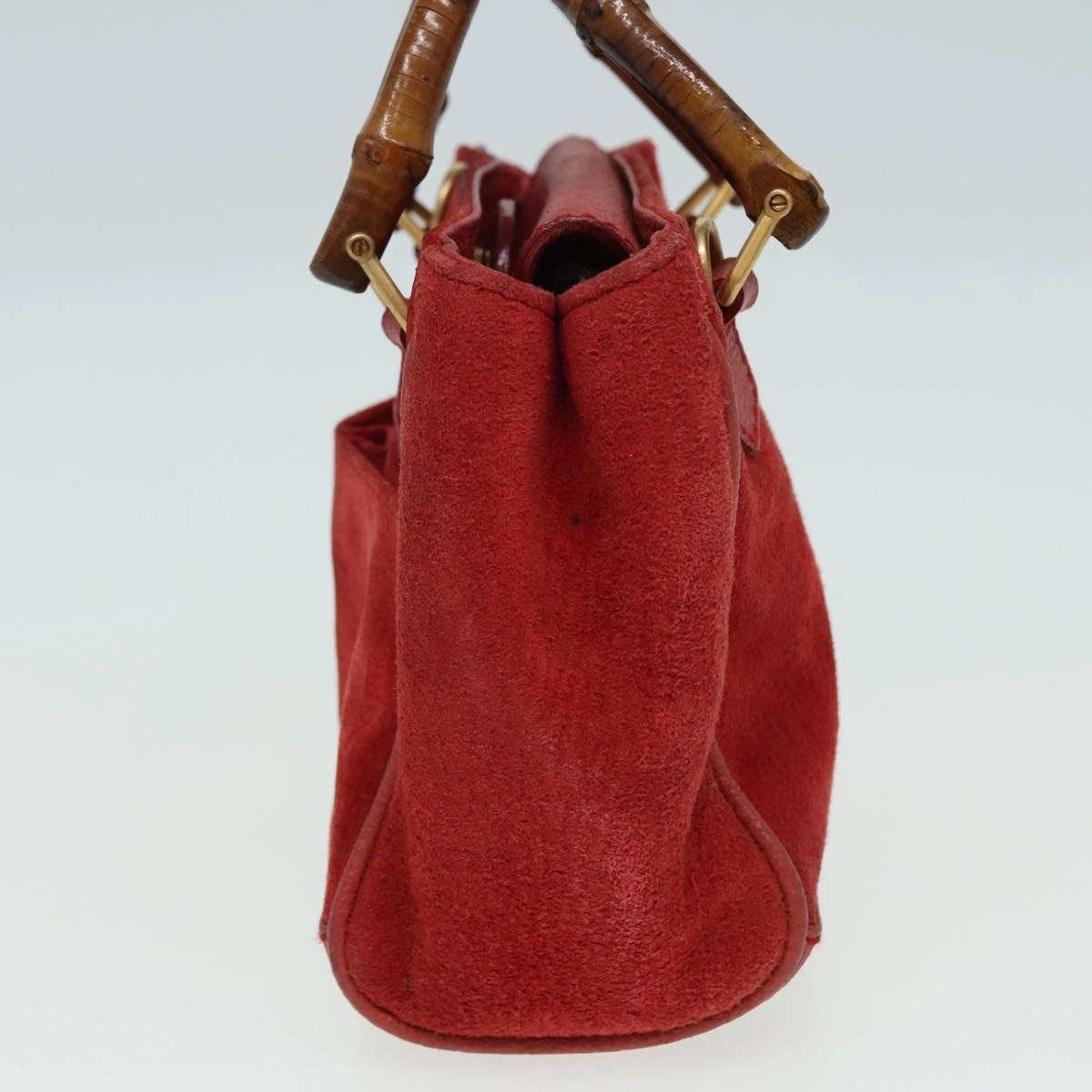 GUCCI Bamboo Shoulder Bag Suede 2way Red 007 1793 0238  84245