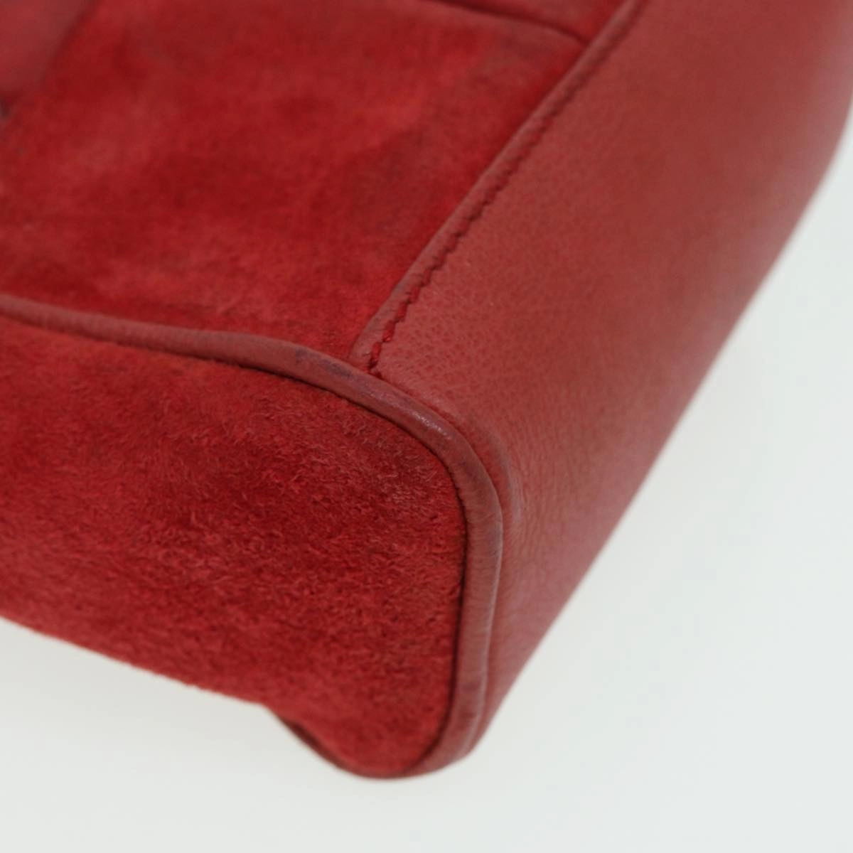 GUCCI Bamboo Shoulder Bag Suede 2way Red 007 1793 0238  84245
