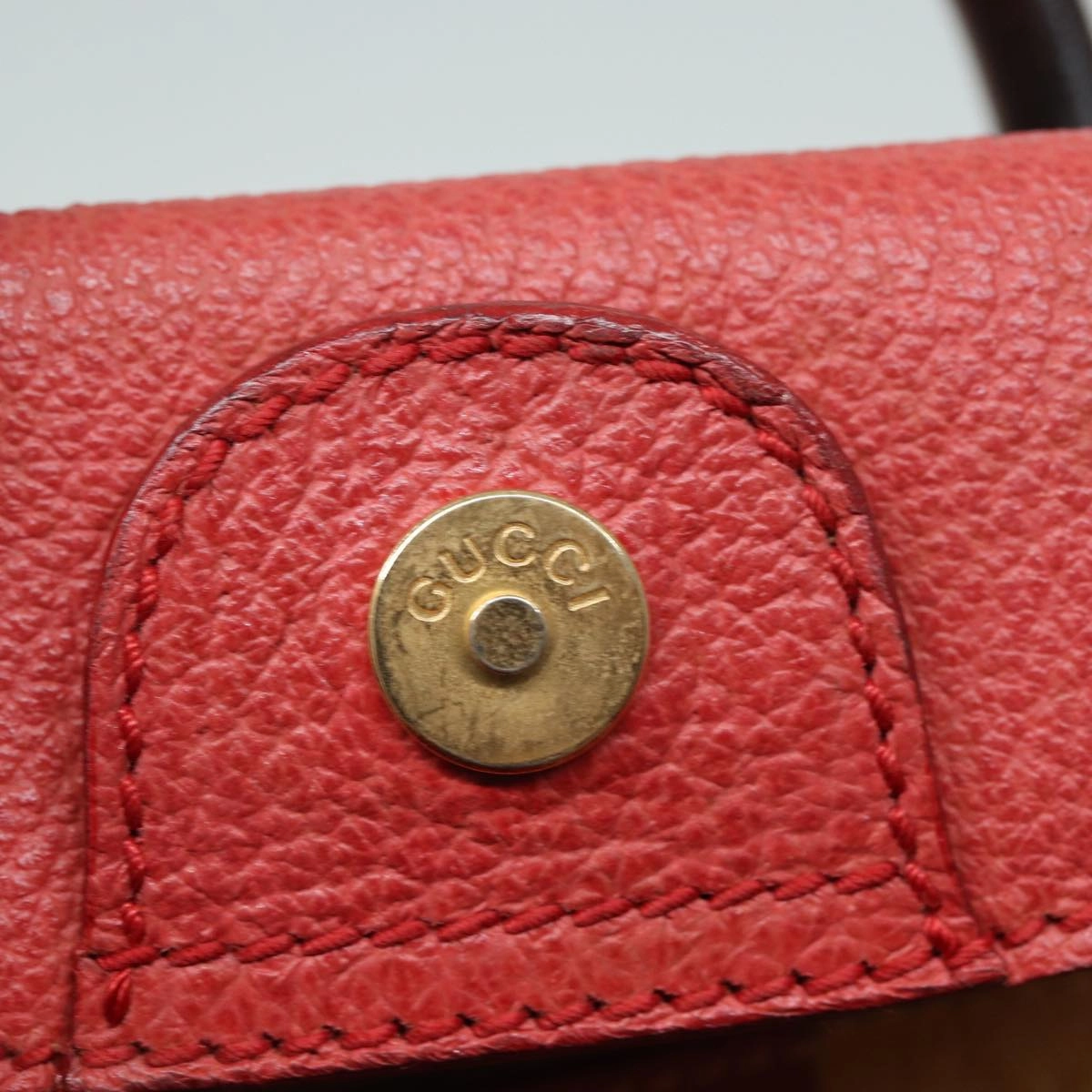 GUCCI Bamboo Shoulder Bag Suede 2way Red 007 1793 0238  84245