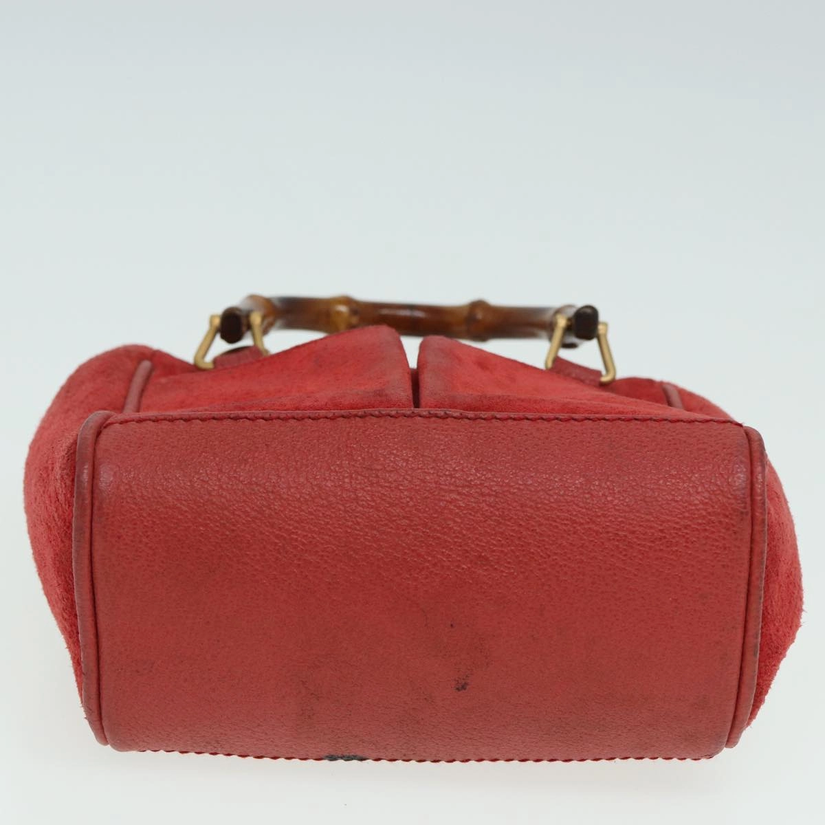 GUCCI Bamboo Shoulder Bag Suede 2way Red 007 1793 0238  84245