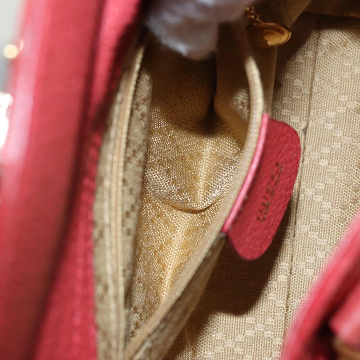 GUCCI Bamboo Shoulder Bag Suede 2way Red 007 1793 0238  84245