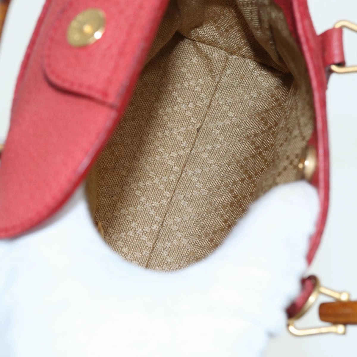 GUCCI Bamboo Shoulder Bag Suede 2way Red 007 1793 0238  84245