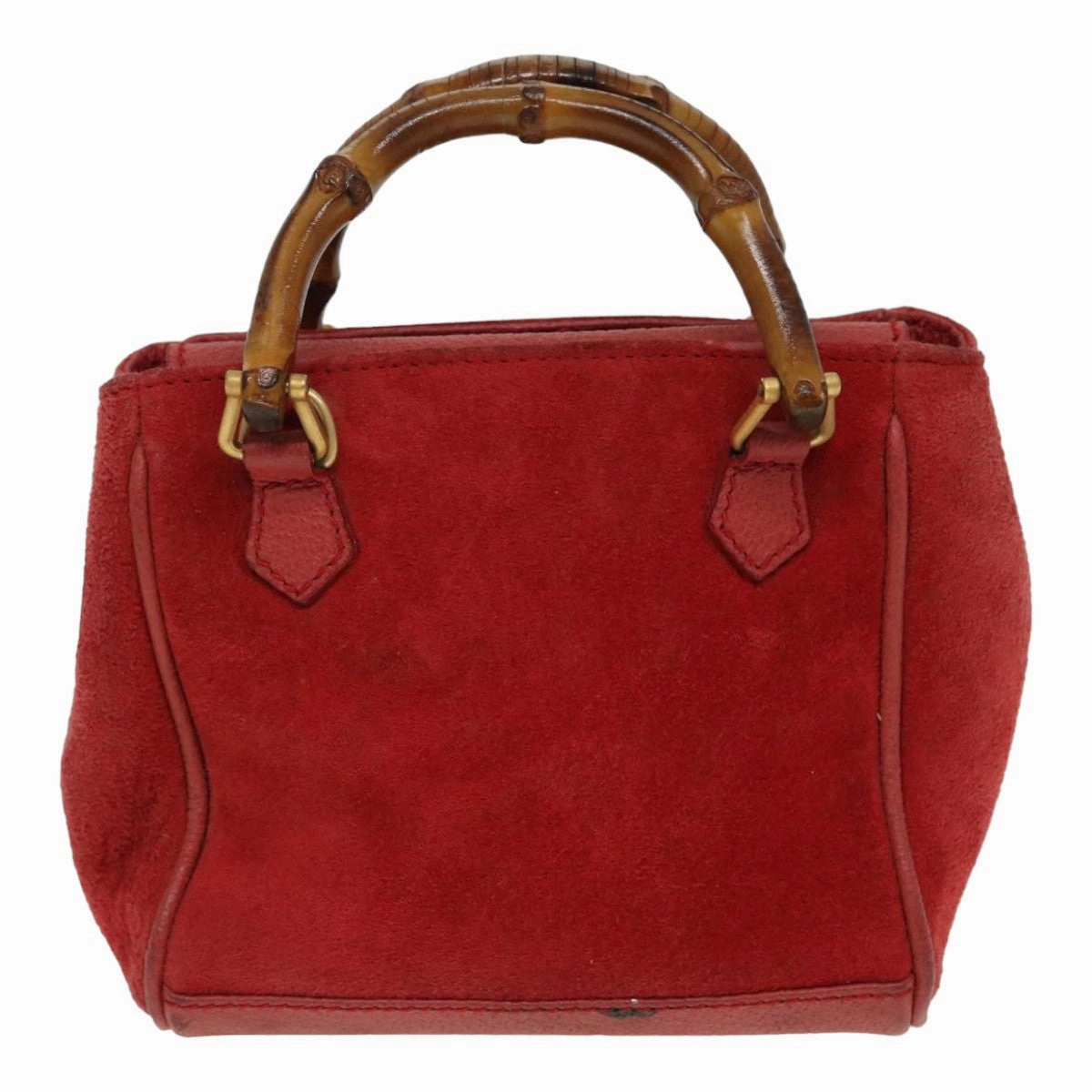 GUCCI Bamboo Shoulder Bag Suede 2way Red 007 1793 0238  84245
