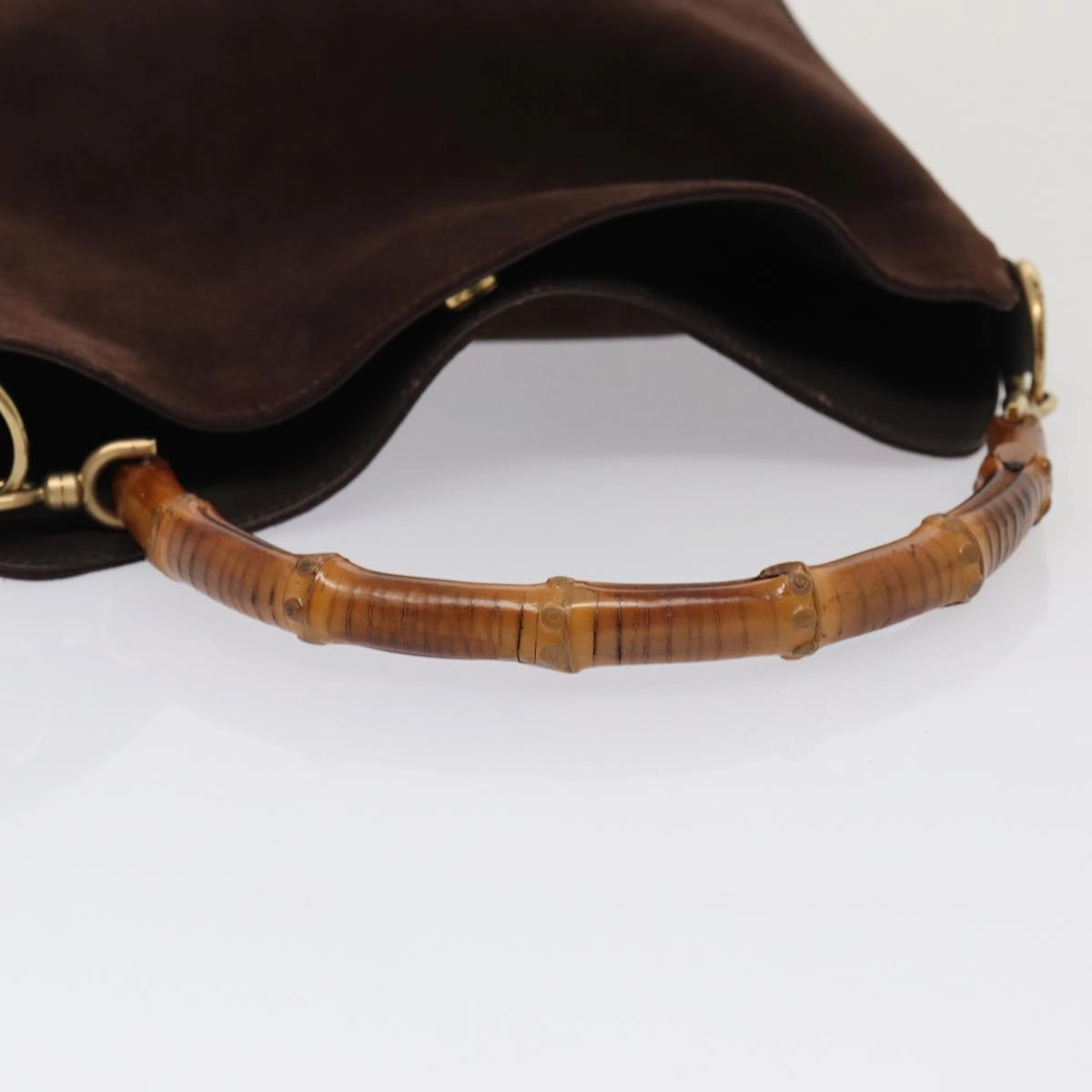 GUCCI Bamboo Shoulder Bag Suede 2way Red Gold 001 1705 1638  86649