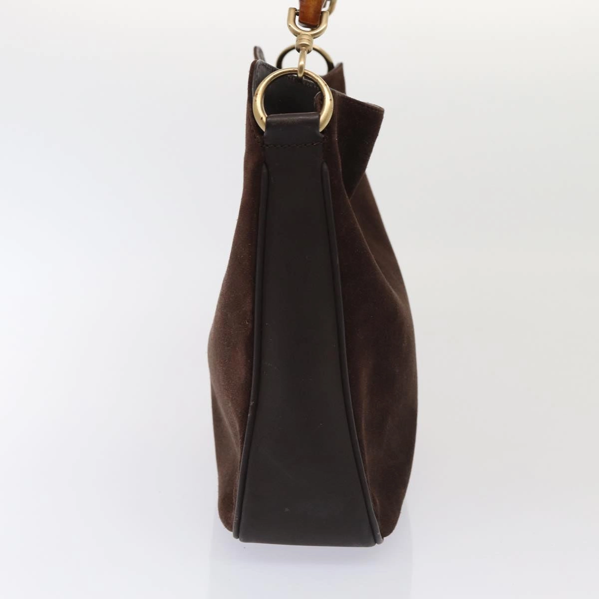 GUCCI Bamboo Shoulder Bag Suede 2way Red Gold 001 1705 1638  86649