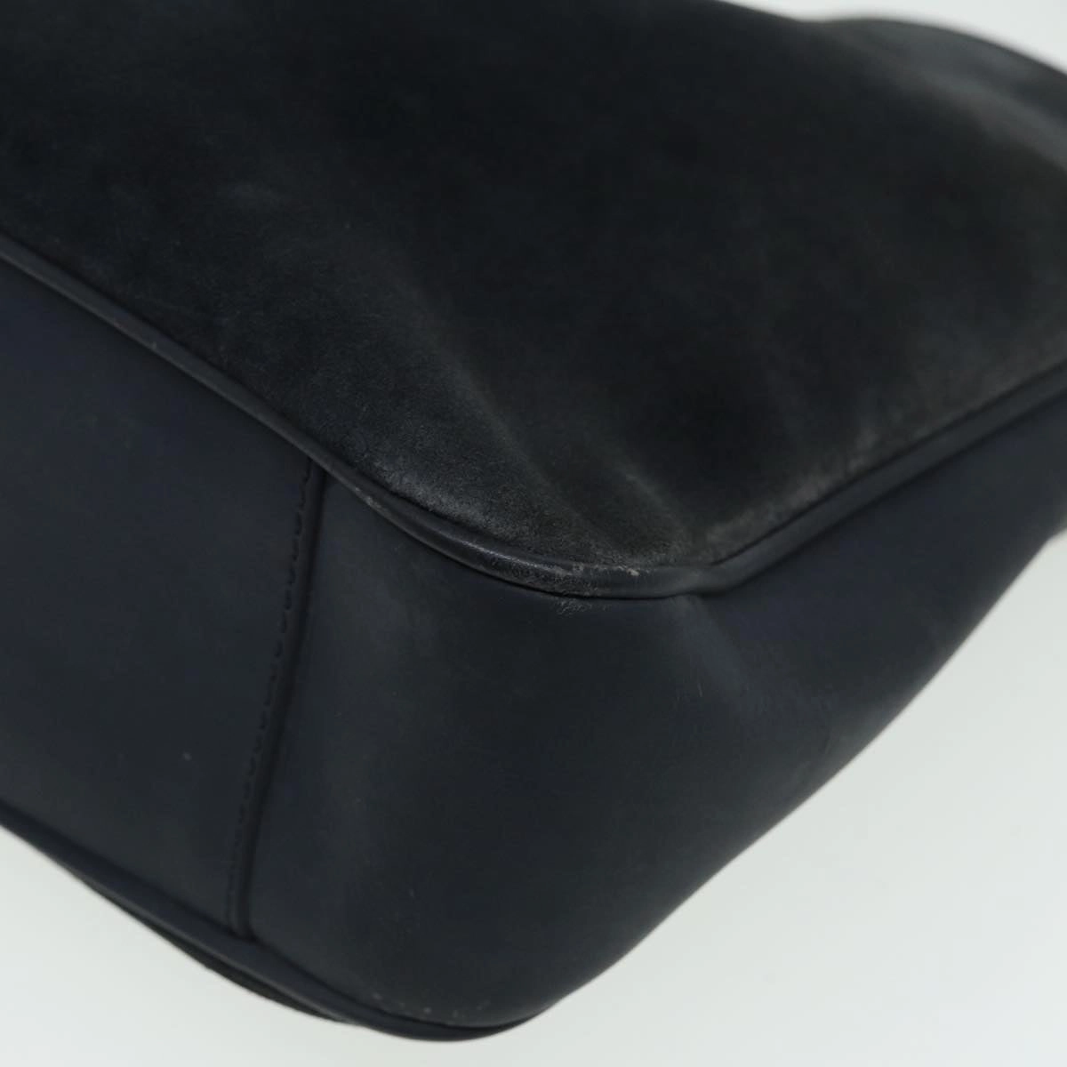 GUCCI Bamboo Shoulder Bag Suede Black 001 1638 2615  80843