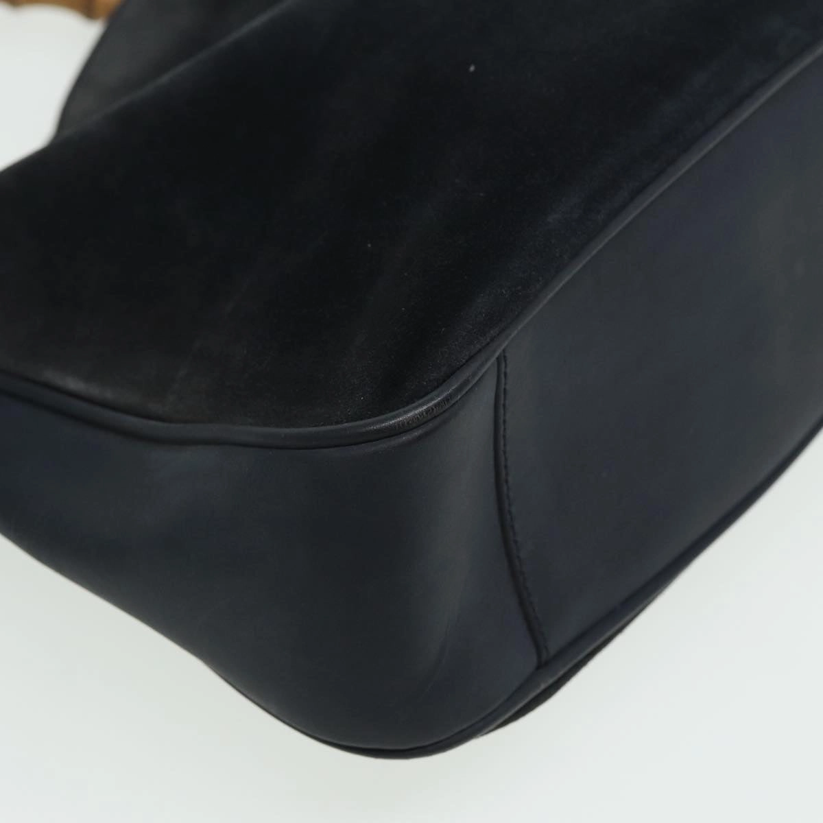 GUCCI Bamboo Shoulder Bag Suede Black 001 1638 2615  80843