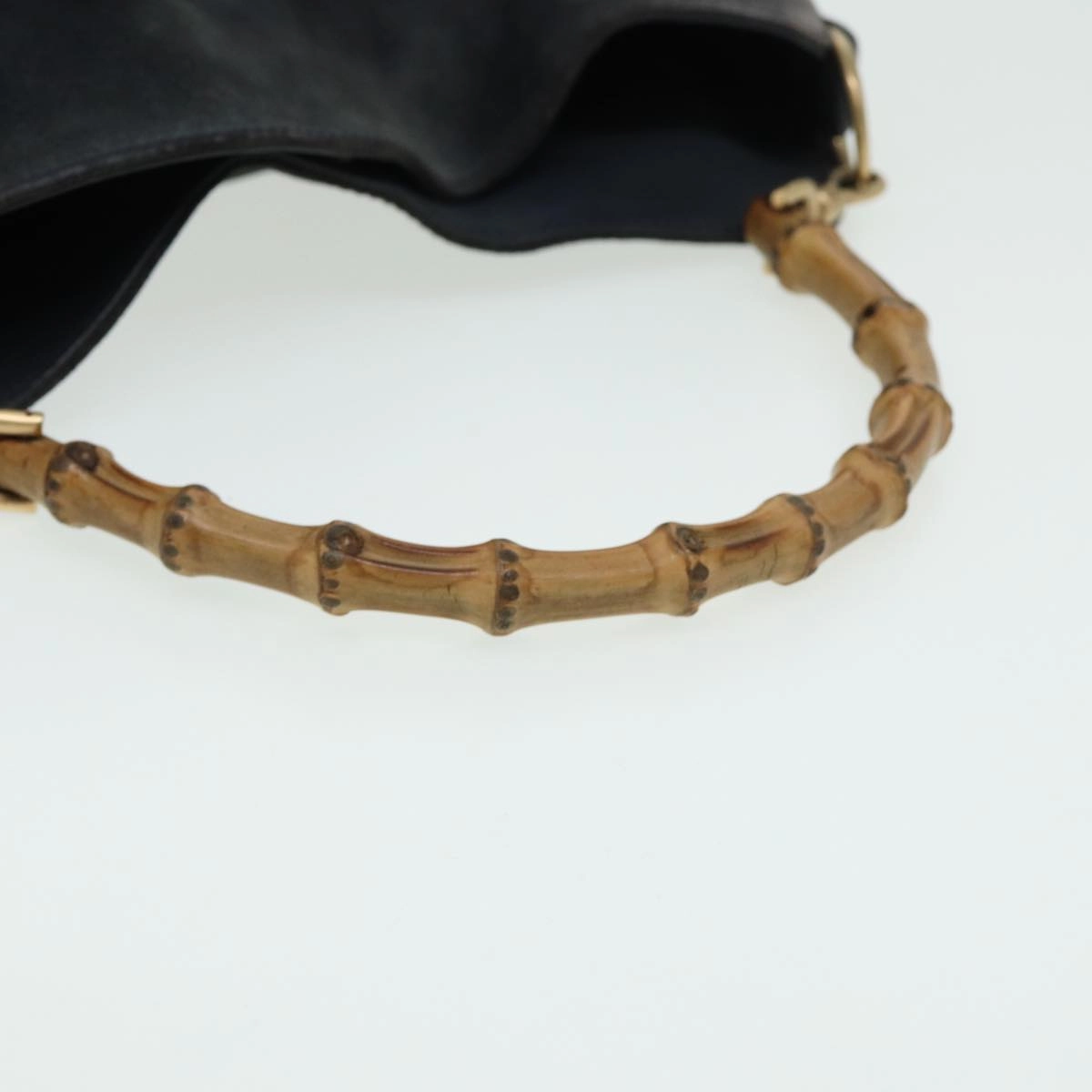 GUCCI Bamboo Shoulder Bag Suede Black 001 1638 2615  80843