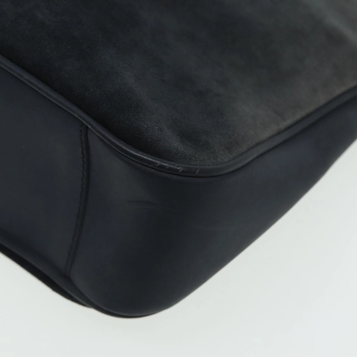 GUCCI Bamboo Shoulder Bag Suede Black 001 1638 2615  80843