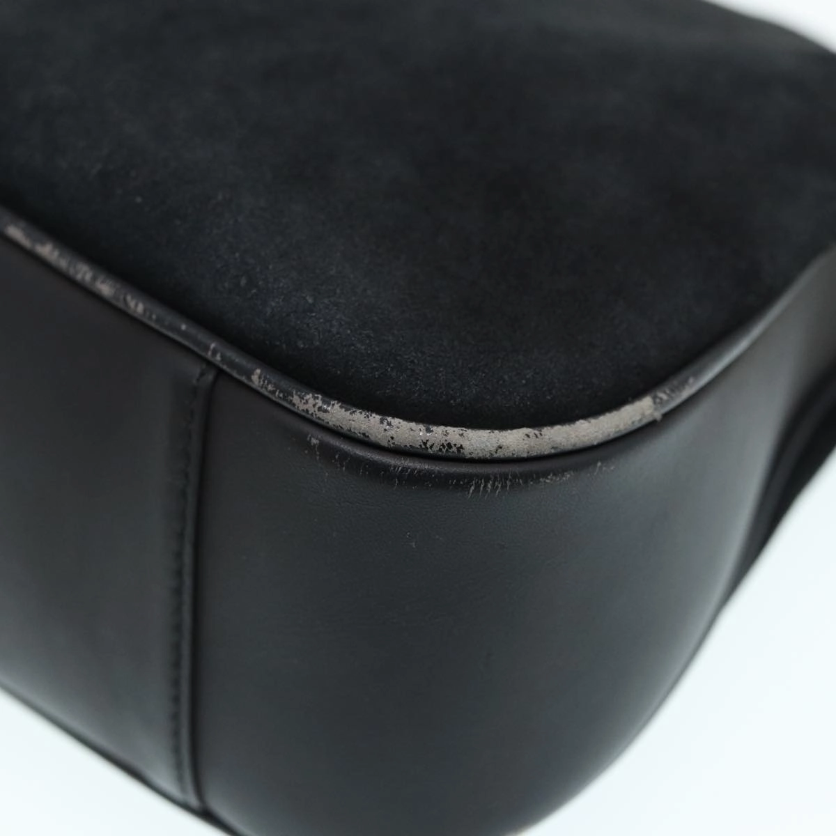 GUCCI Bamboo Shoulder Bag Suede Black 001 2404 1638  83939