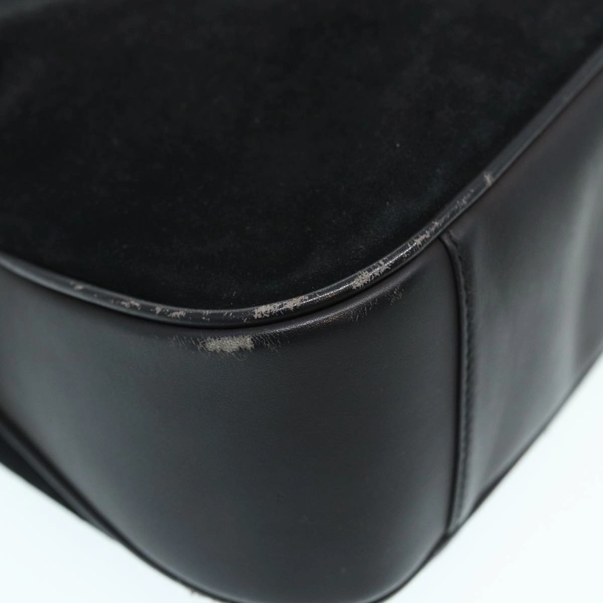 GUCCI Bamboo Shoulder Bag Suede Black 001 2404 1638  83939