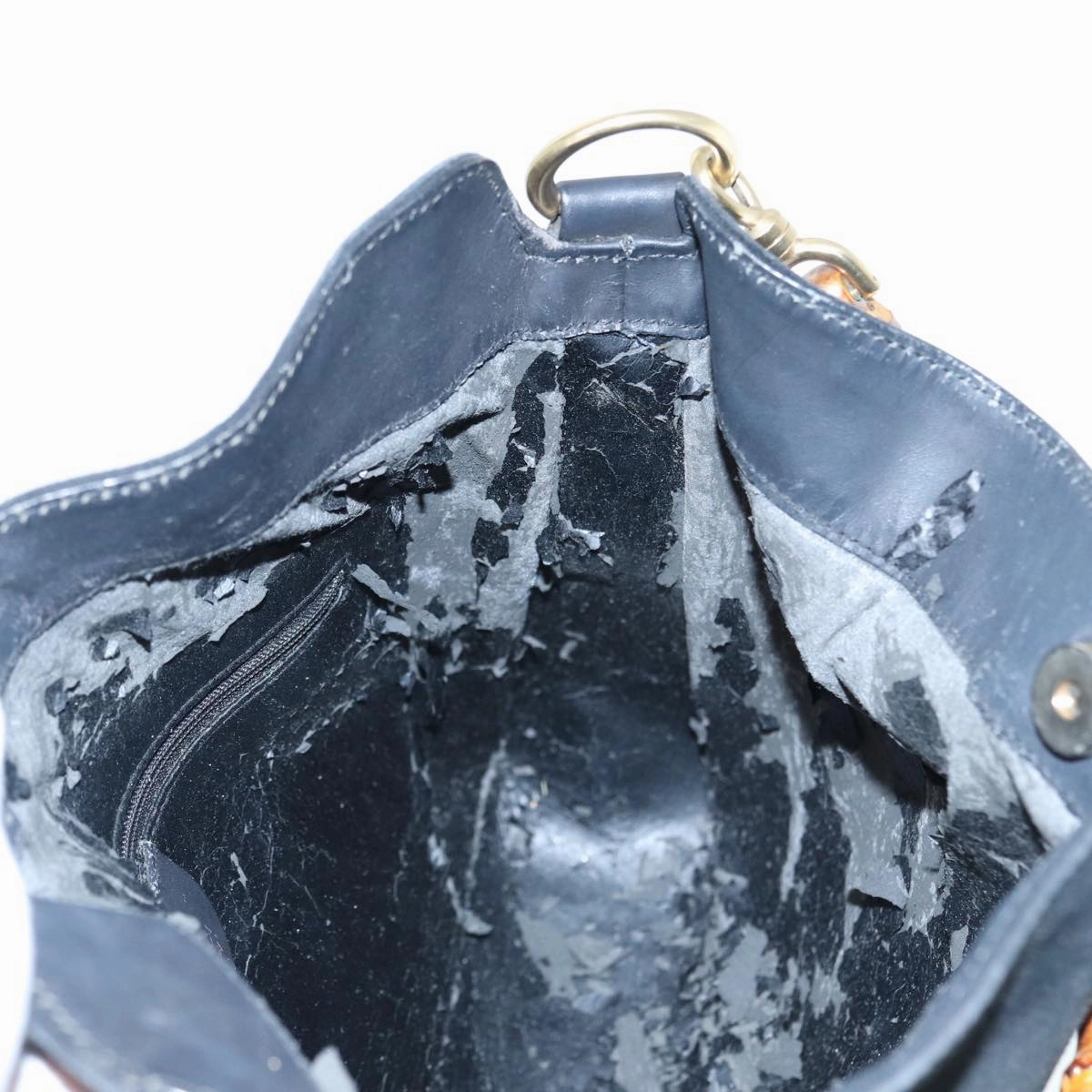 GUCCI Bamboo Shoulder Bag Suede Black 001 2404 1638  83939