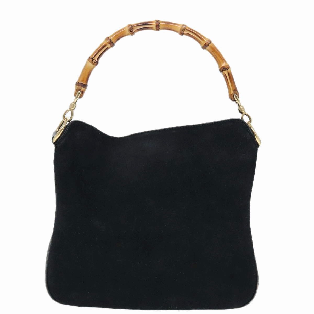 GUCCI Bamboo Shoulder Bag Suede Black 001 2404 1638  83939