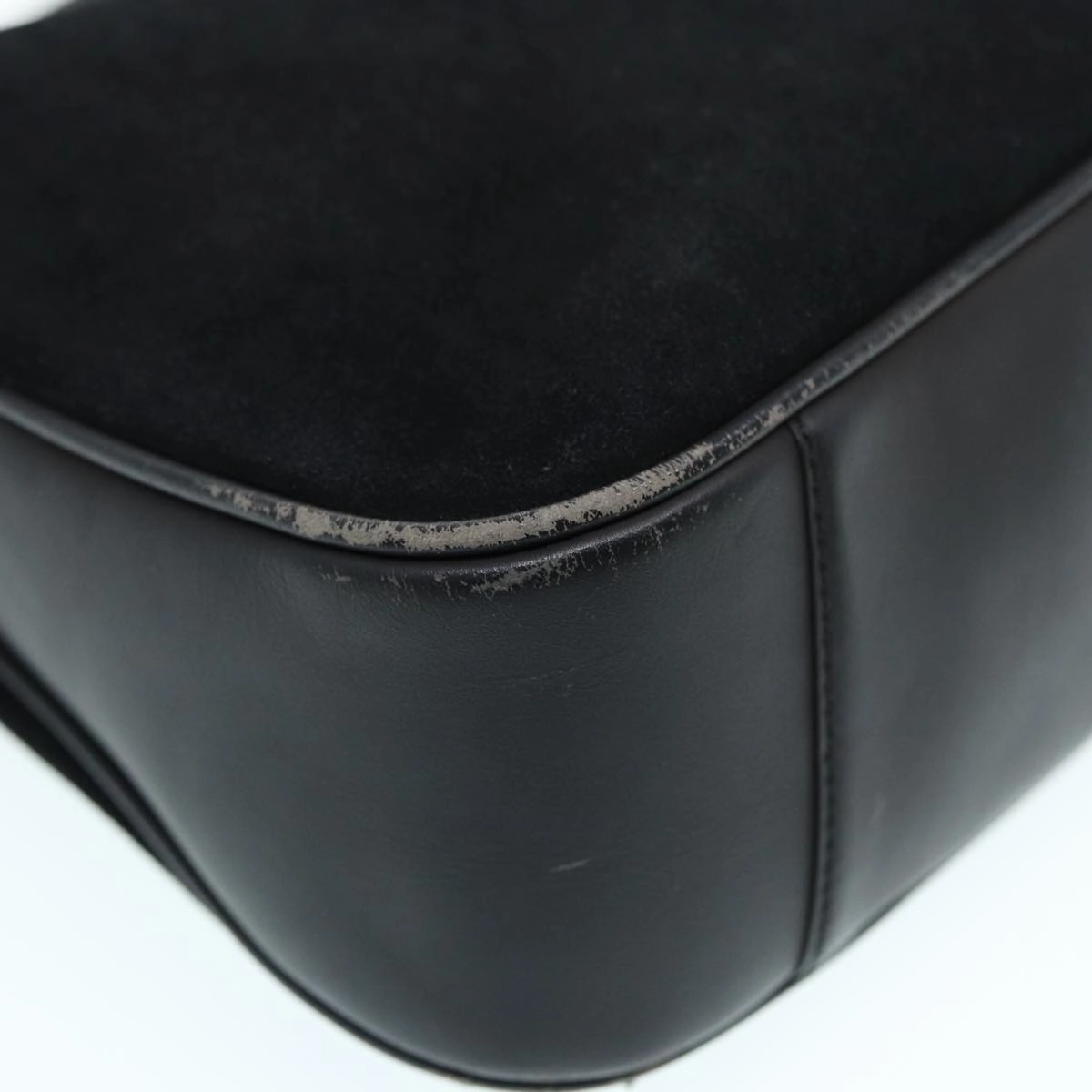 GUCCI Bamboo Shoulder Bag Suede Black 001 2404 1638  83939