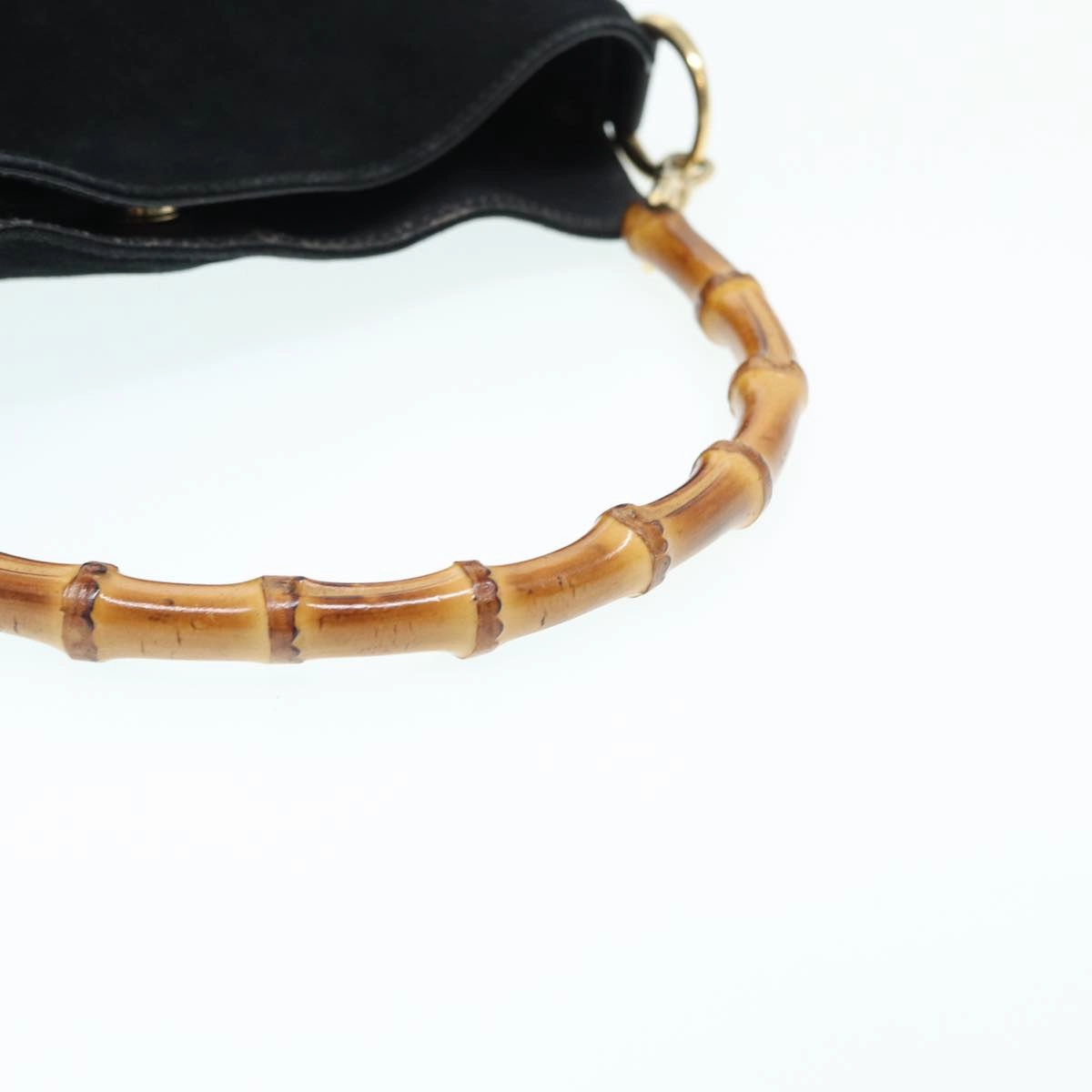 GUCCI Bamboo Shoulder Bag Suede Black 001 2404 1638  83939