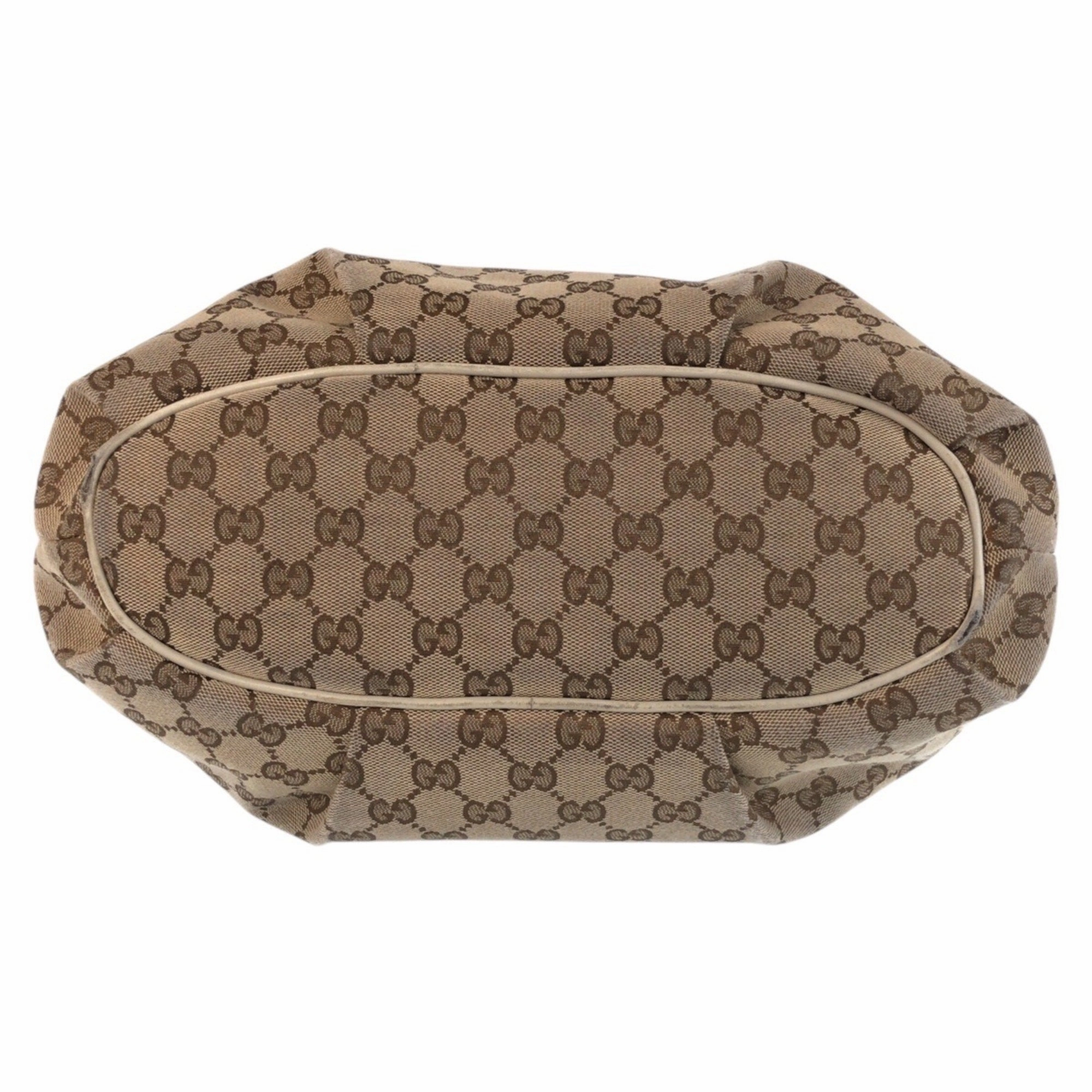 Gucci Beige Ivory Gg Canvas Leather Messenger Bag Shoulder Bag ()