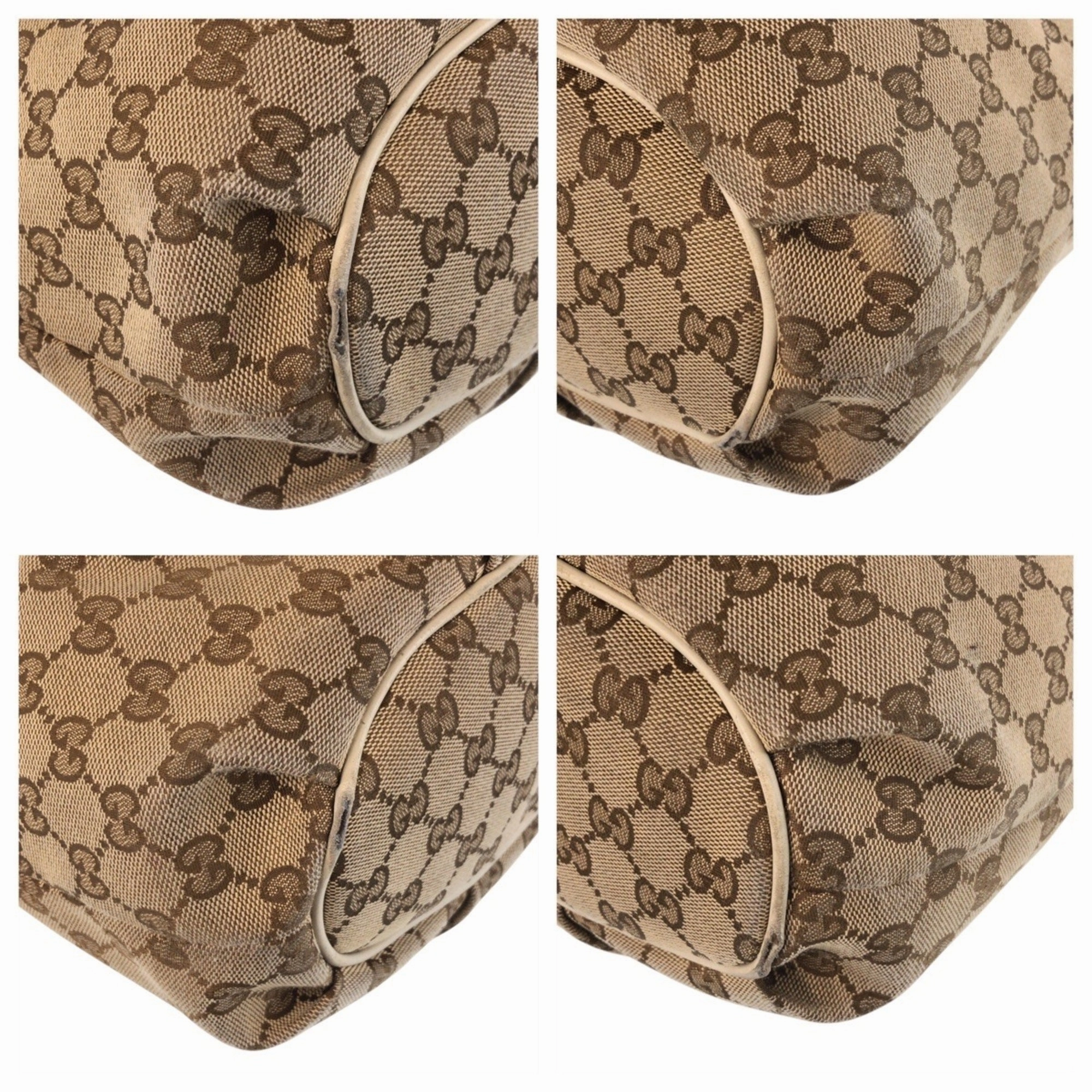 Gucci Beige Ivory Gg Canvas Leather Messenger Bag Shoulder Bag ()
