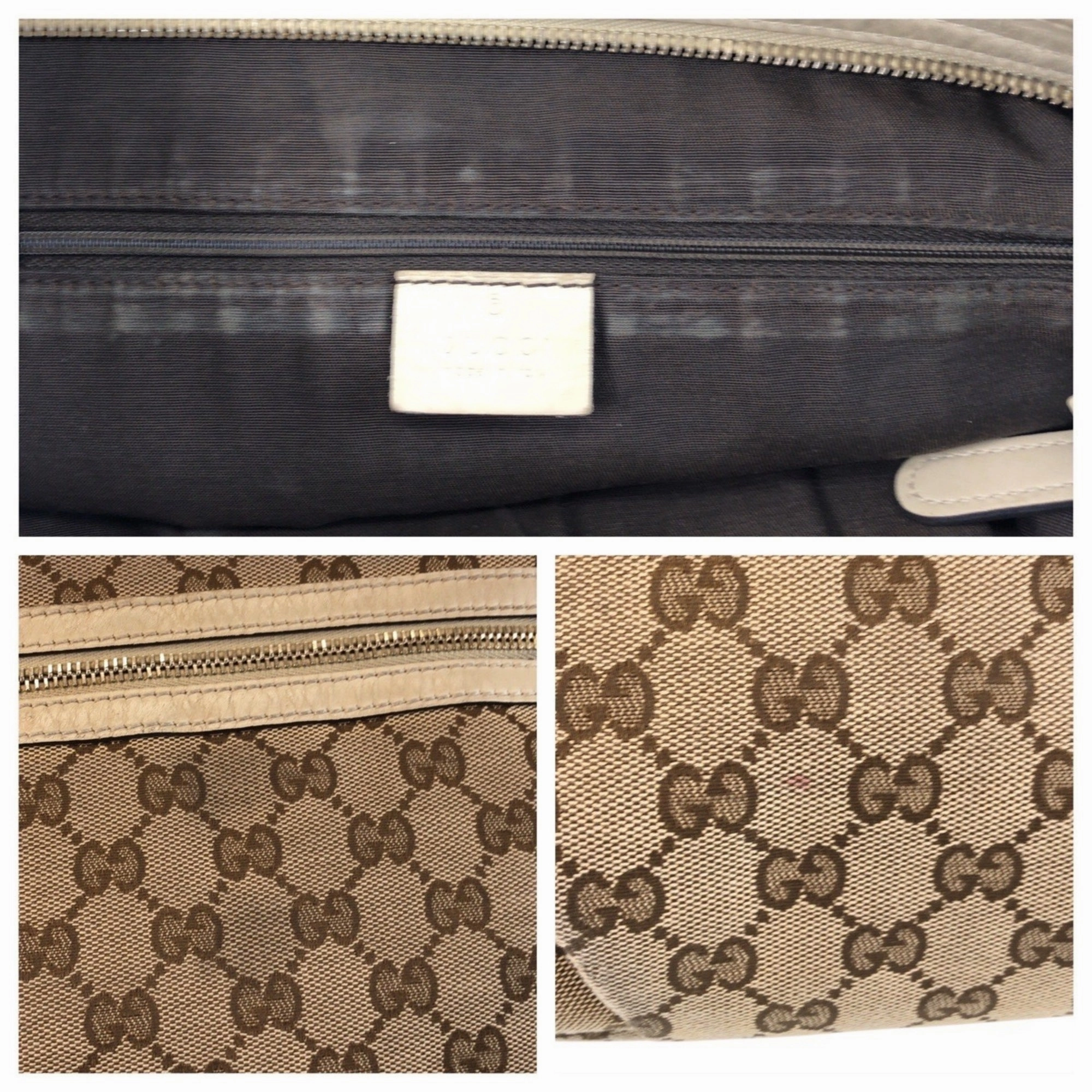 Gucci Beige Ivory Gg Canvas Leather Messenger Bag Shoulder Bag ()