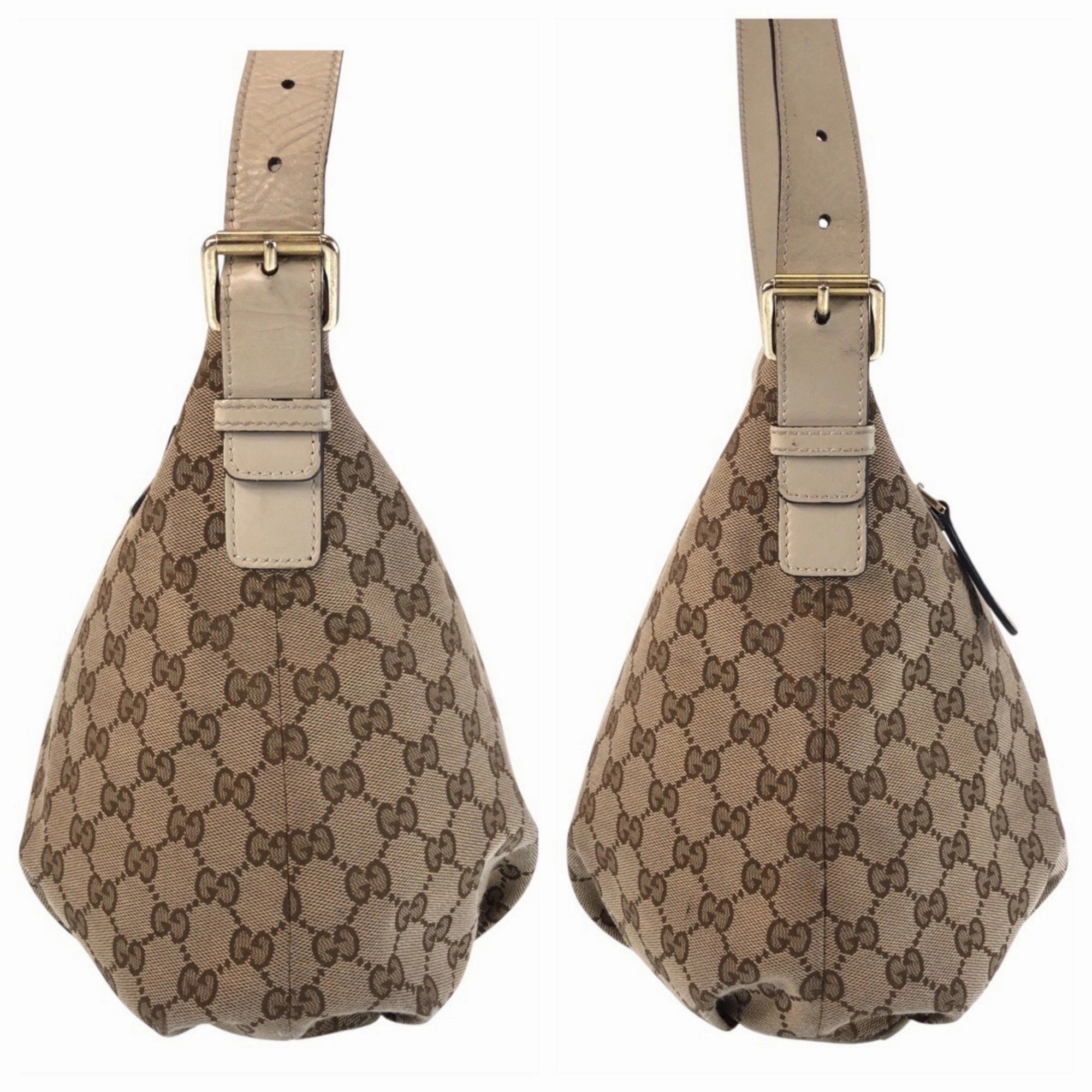 Gucci Beige Ivory Gg Canvas Leather Messenger Bag Shoulder Bag ()