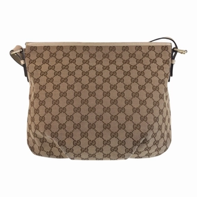 Gucci Beige Ivory Gg Canvas Leather Messenger Bag Shoulder Bag ()