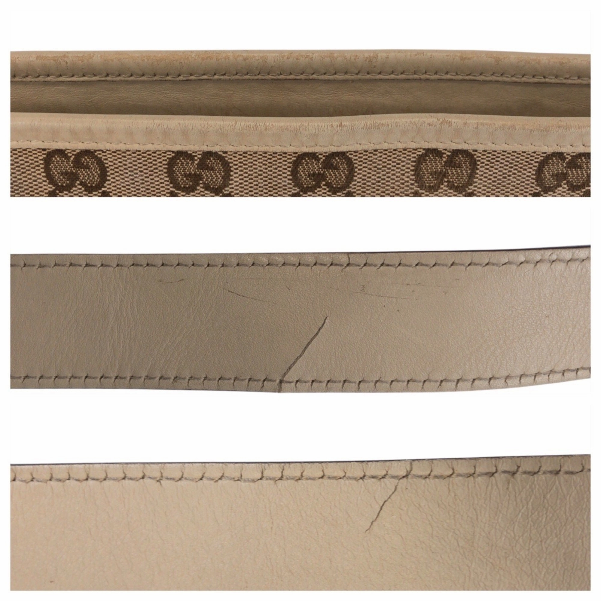 Gucci Beige Ivory Gg Canvas Leather Messenger Bag Shoulder Bag ()