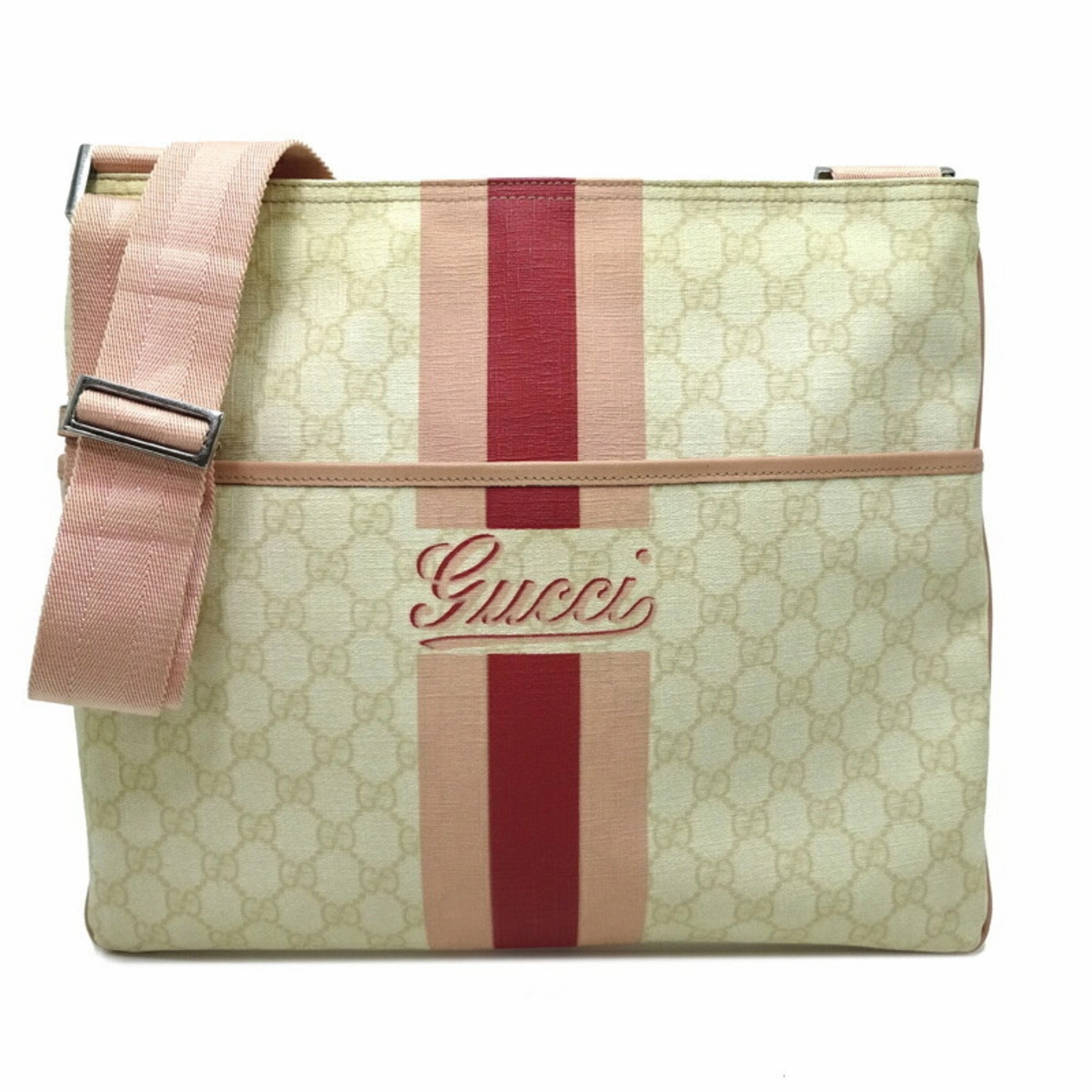 Gucci Beige Pink Gg Supreme Leather Messenger Bag Shoulder Bag ()