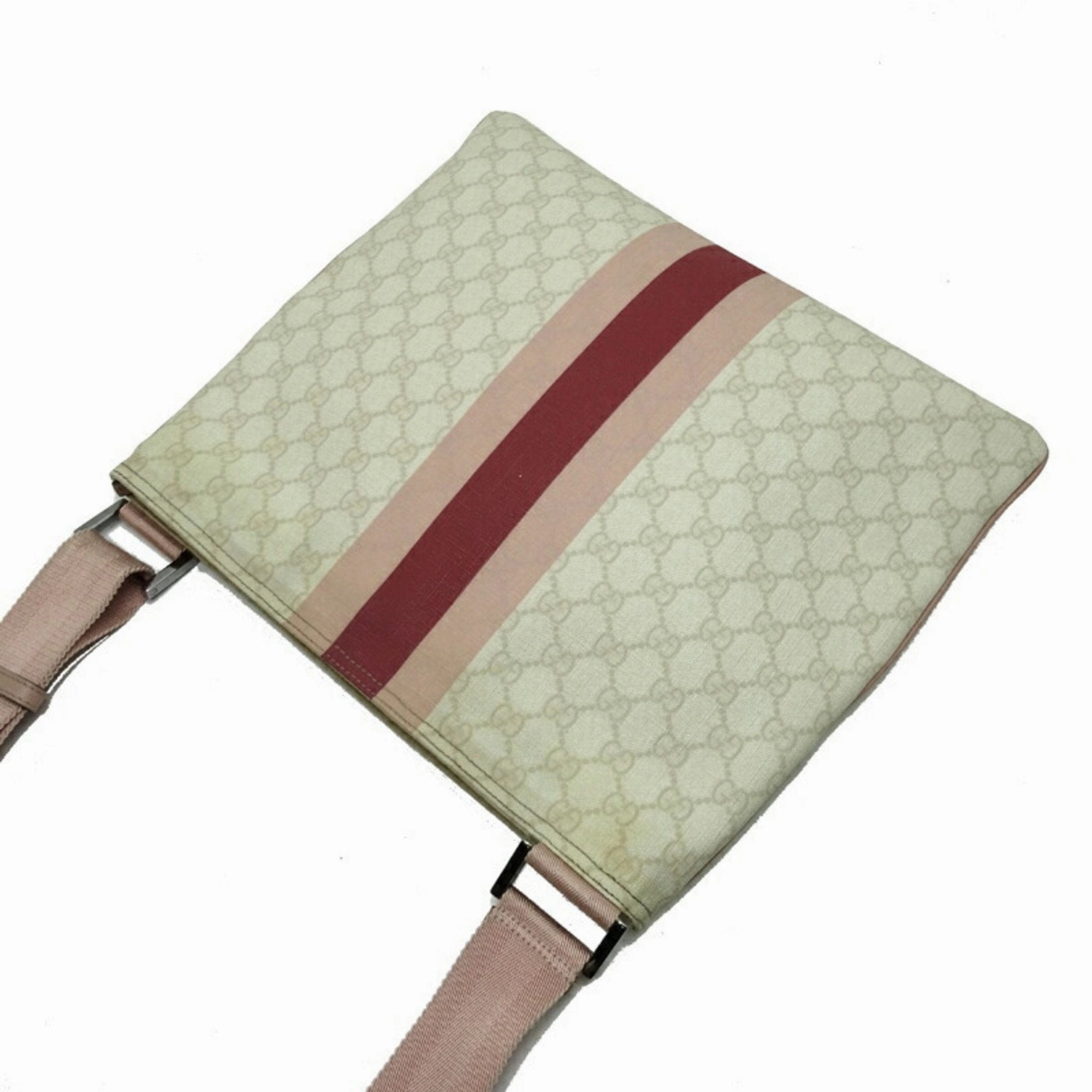 Gucci Beige Pink Gg Supreme Leather Messenger Bag Shoulder Bag ()