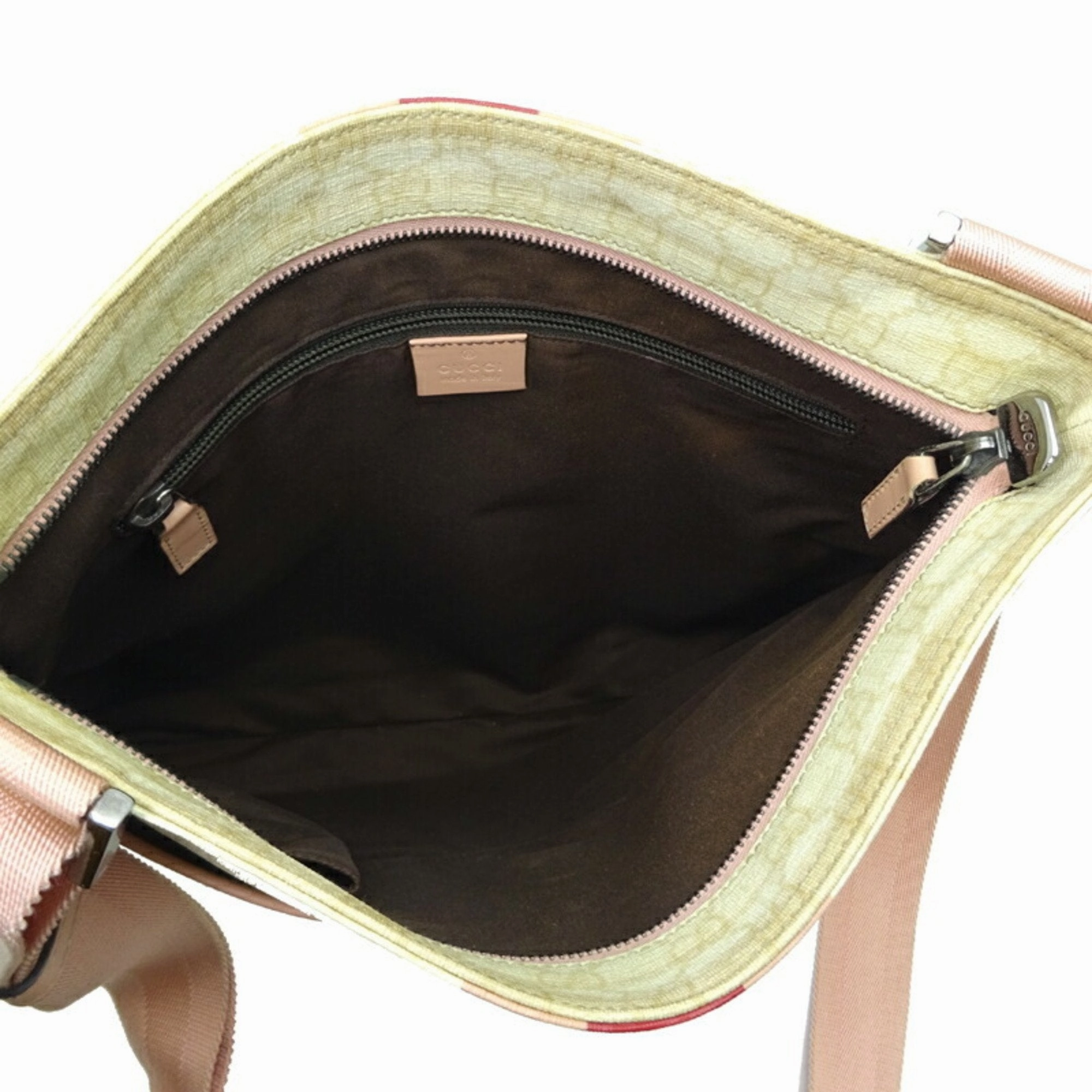 Gucci Beige Pink Gg Supreme Leather Messenger Bag Shoulder Bag ()