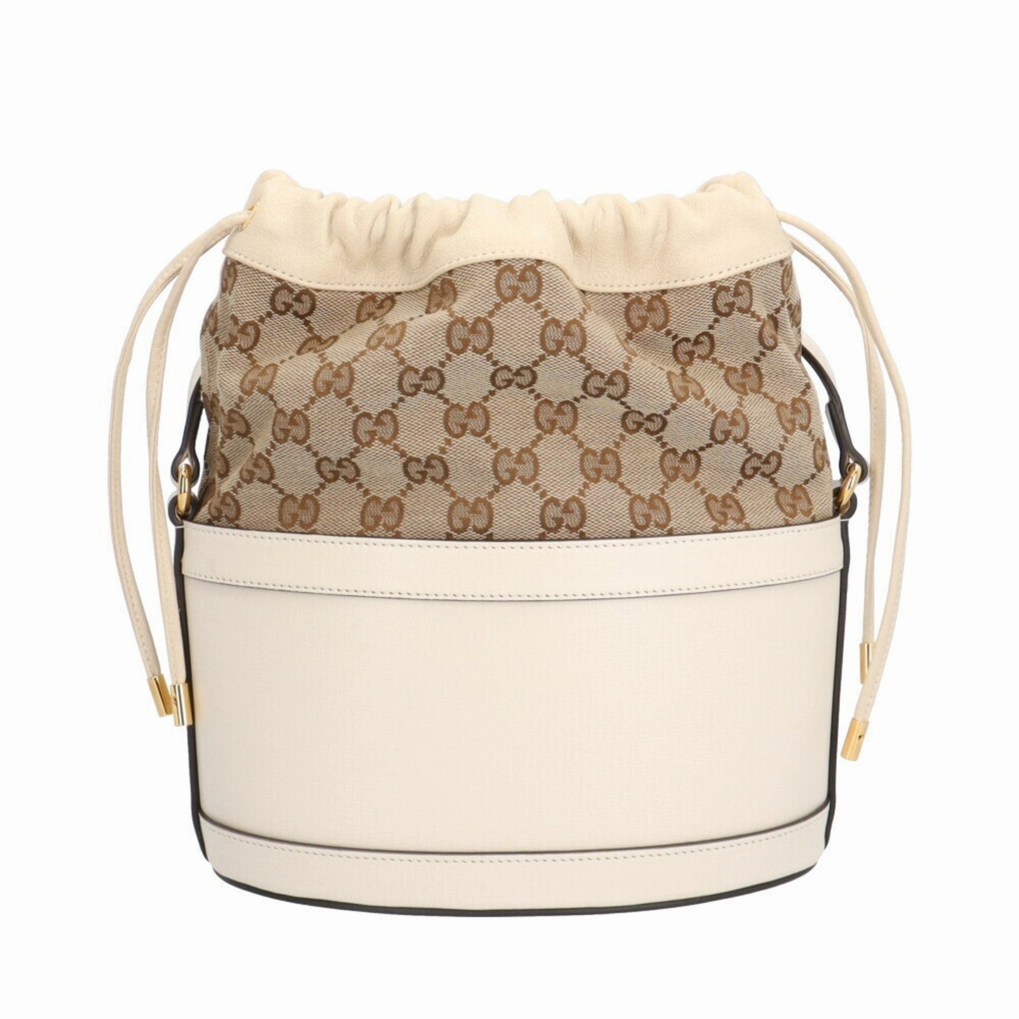 Gucci Beige White Gg Canvas Leather Shoulder Bag ()