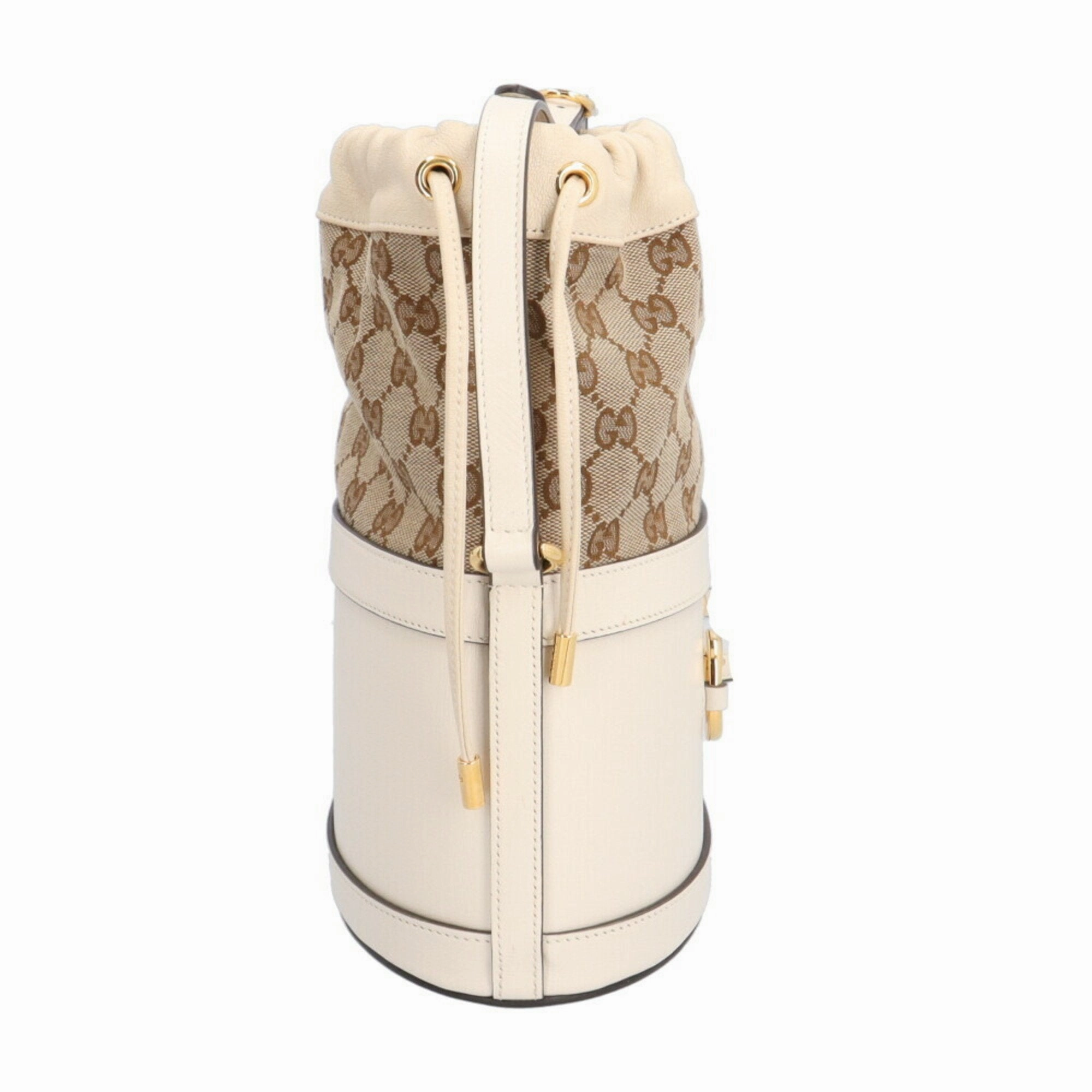 Gucci Beige White Gg Canvas Leather Shoulder Bag ()