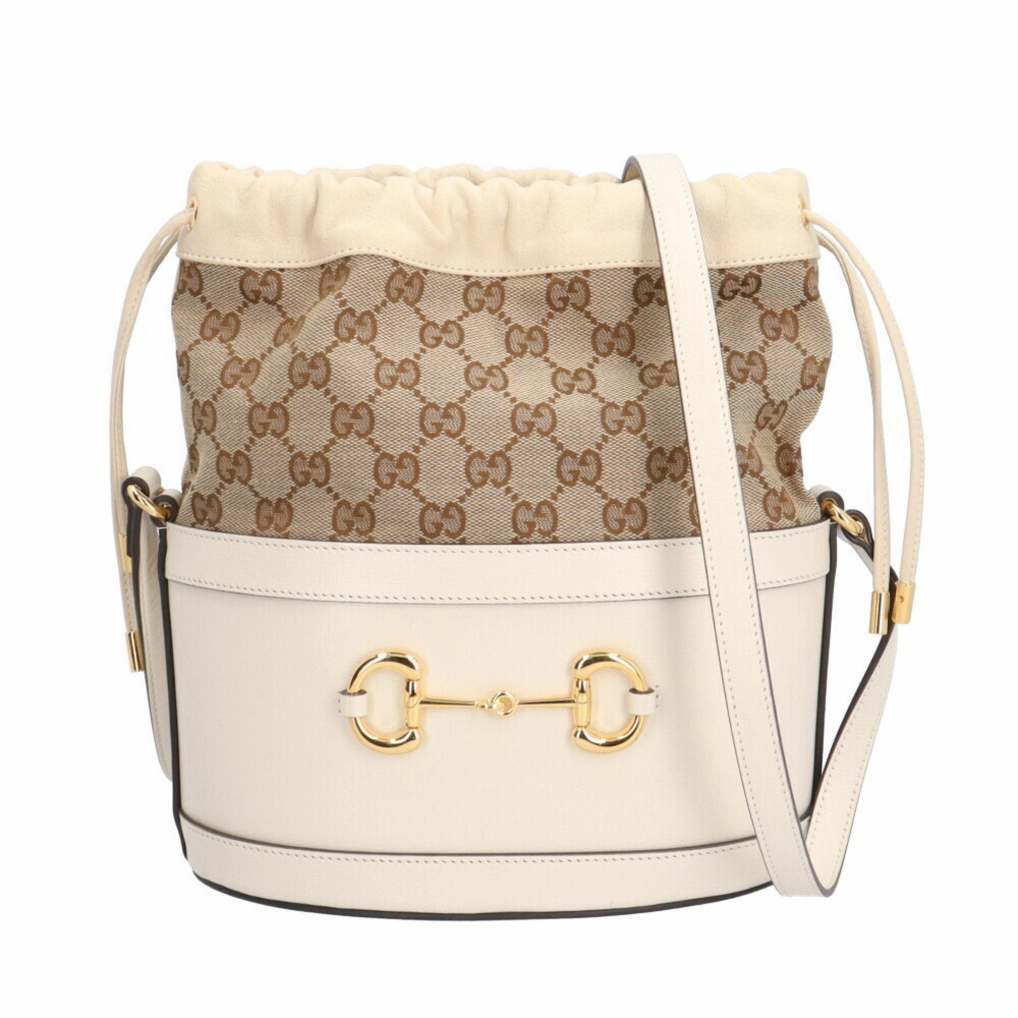 Gucci Beige White Gg Canvas Leather Shoulder Bag ()