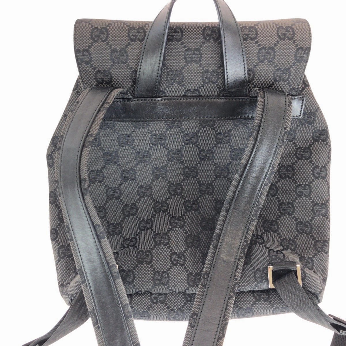 Gucci Black GG Canvas Leather Backpack