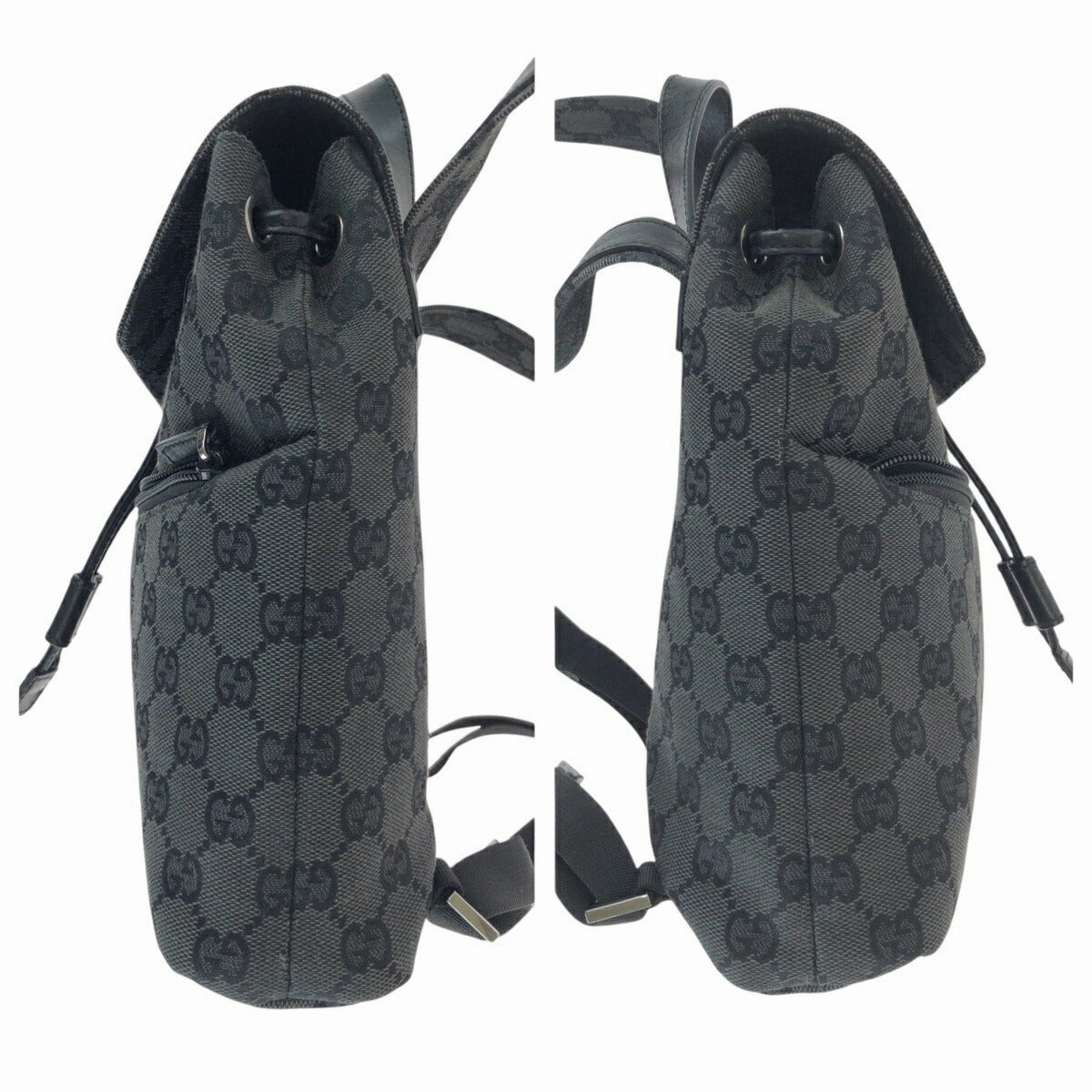 Gucci Black GG Canvas Leather Backpack