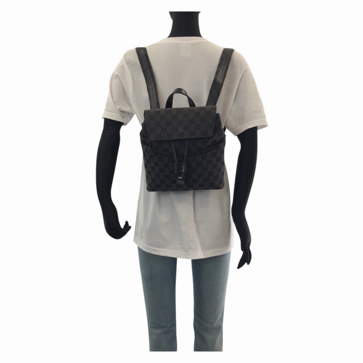 Gucci Black GG Canvas Leather Backpack