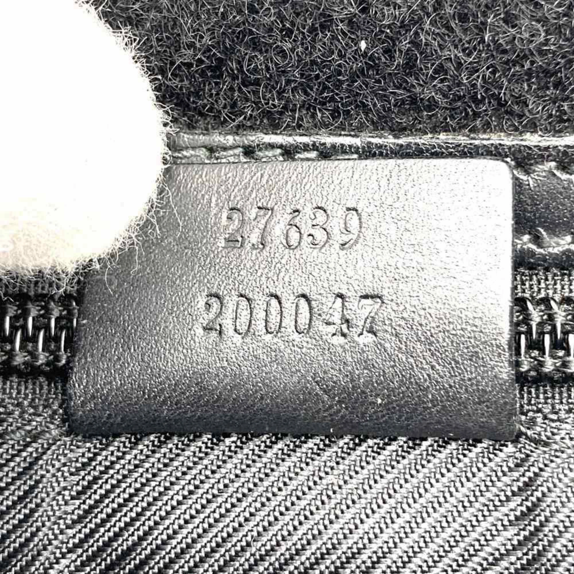 Gucci Black Gg Canvas Leather Shoulder Bag ()