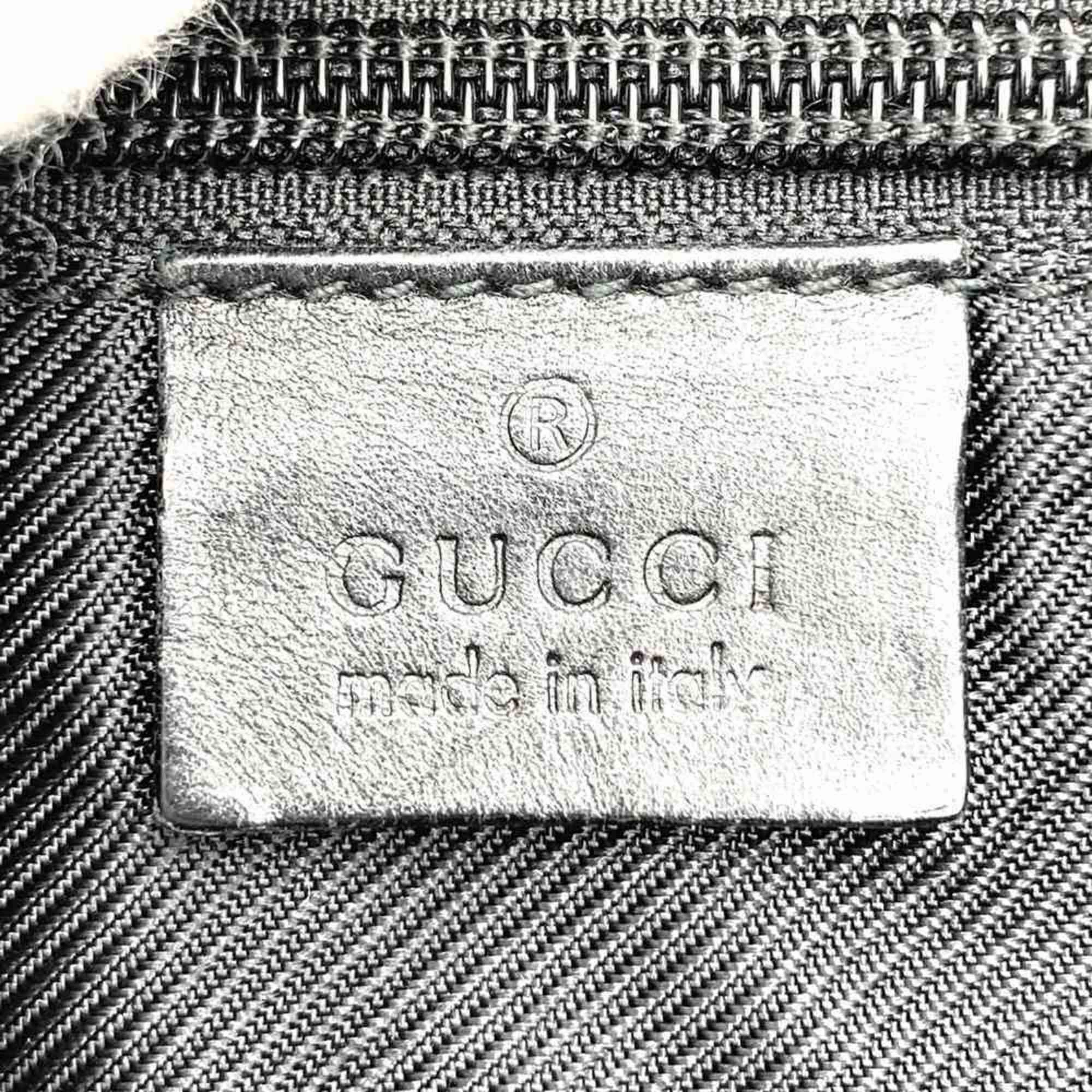 Gucci Black Gg Canvas Leather Shoulder Bag ()
