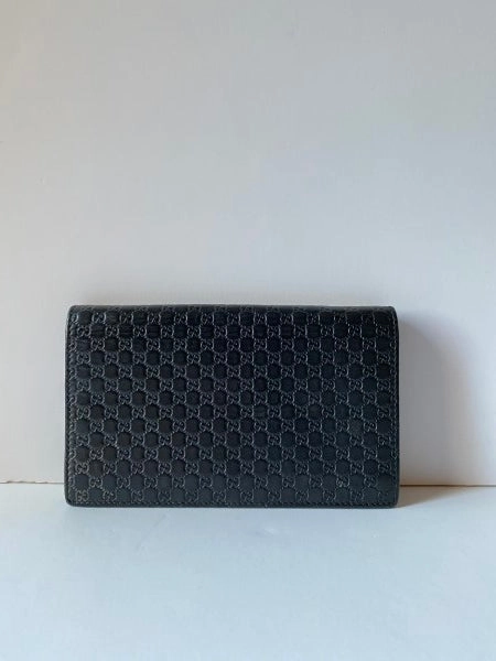Gucci Black GG Microguccissima Logo Crossbody WOC