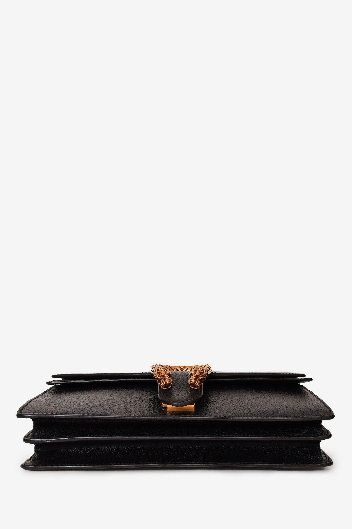 Gucci Black Grained Leather Medium Web Dionysus Chain Bag
